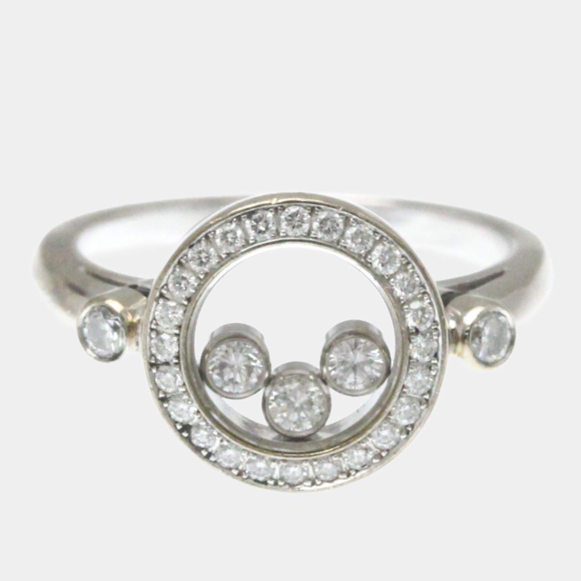 مملوكة مسبقًا خاتم شوبارد هابي دايموند ألماس وذهب أبيض عيار 18 مقاس 52