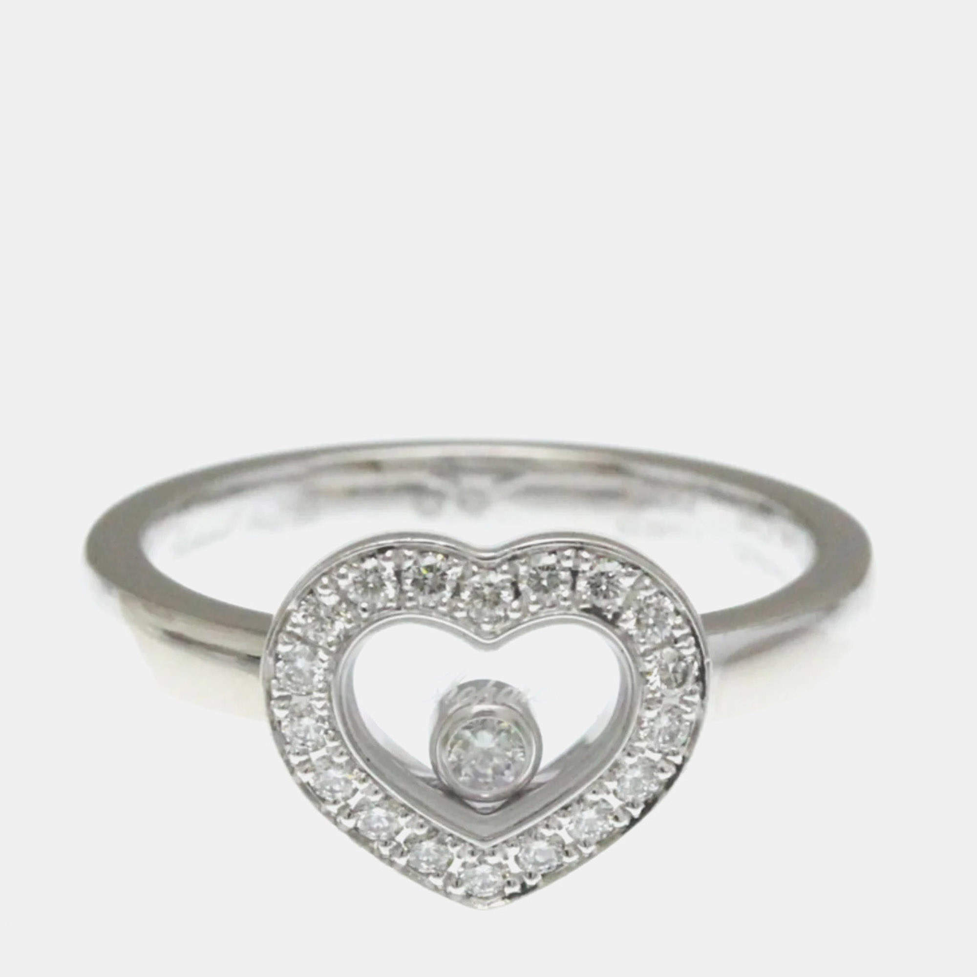مملوكة مسبقًا Chopard Happy Diamonds 18K White Gold and Diamond Ring EU 50