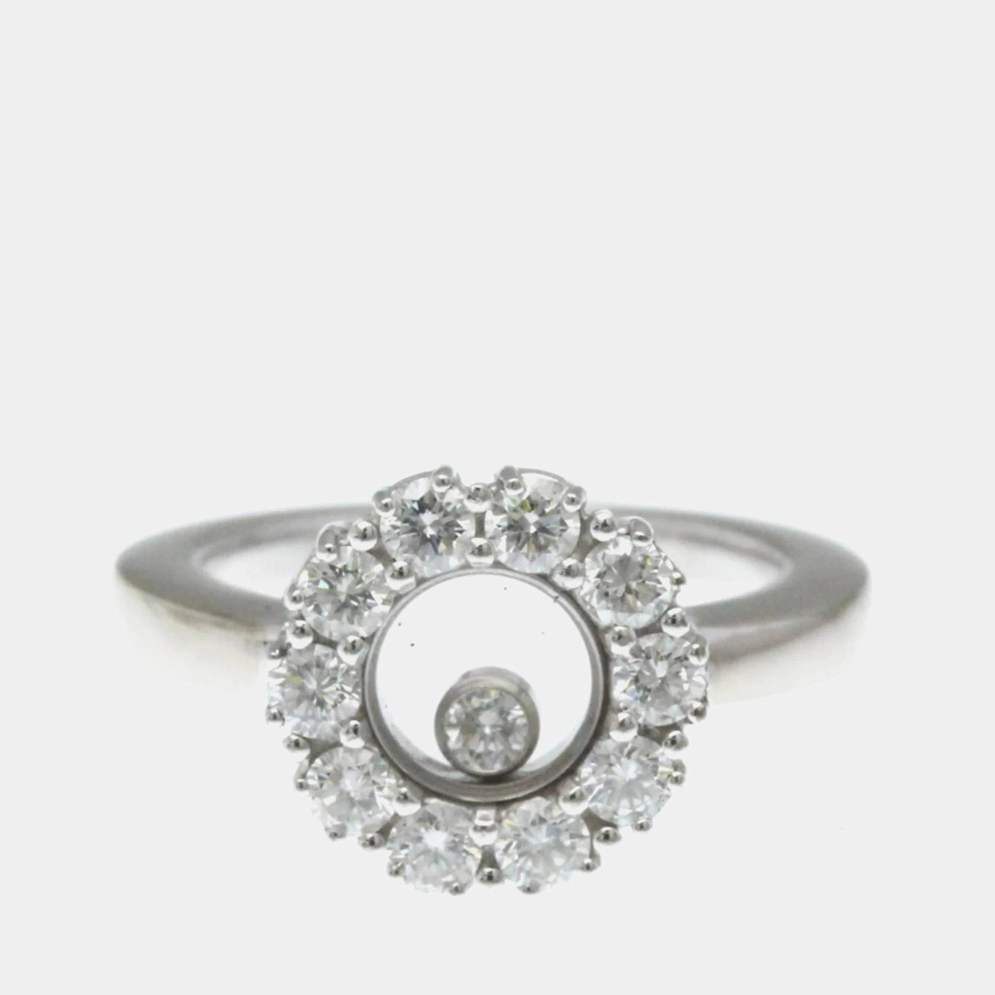 Pre Owned خاتم شوبارد هابي دايموندز ماس وذهب أبيض عيار 18 مقاس 47