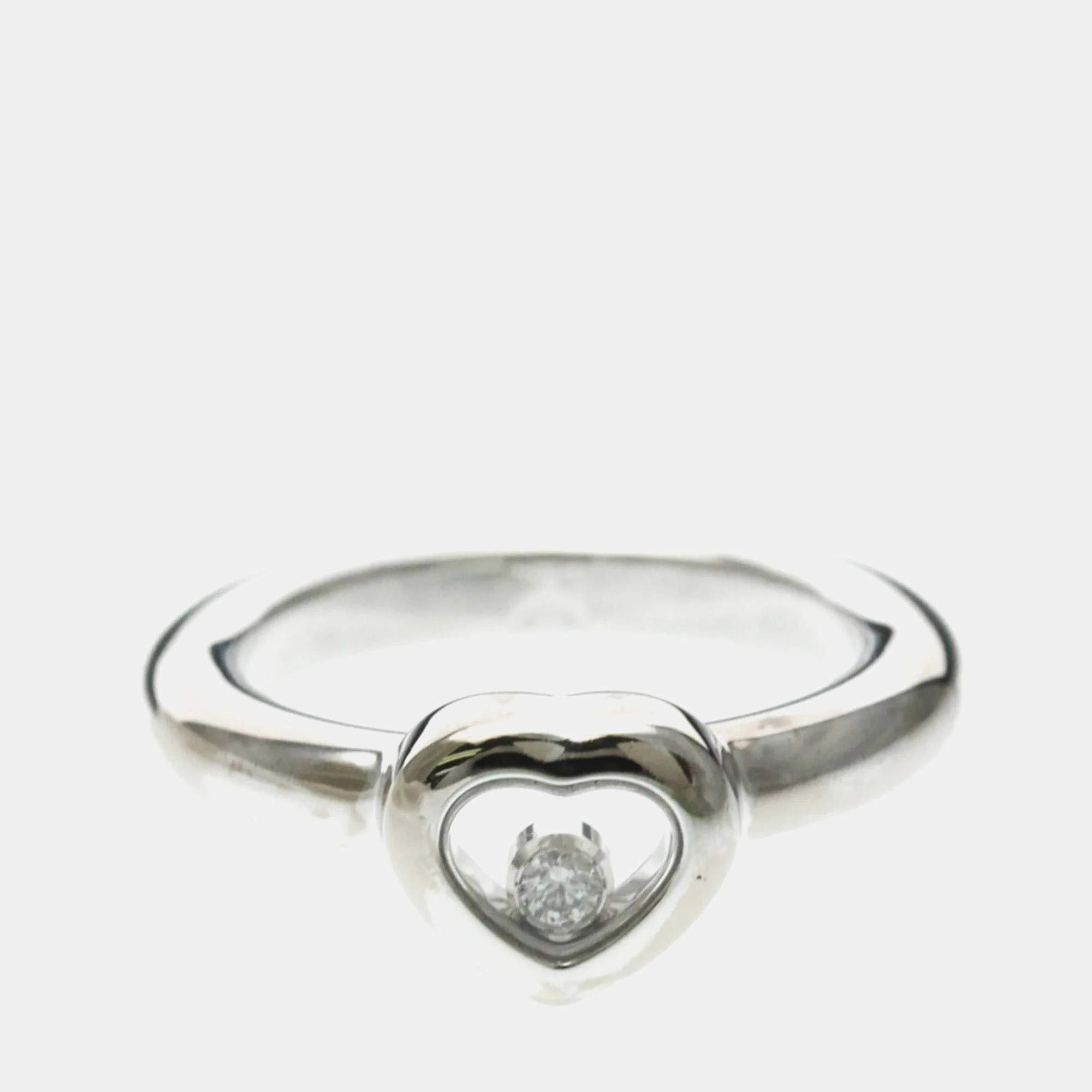 مملوكة مسبقًا خاتم شوبارد هابي دايموندز ألماس وذهب أبيض عيار 18 مقاس 51