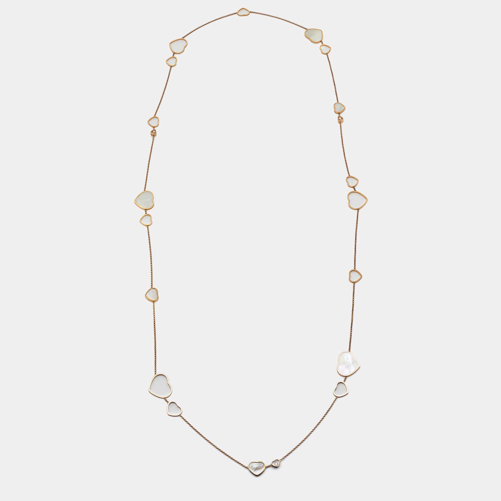 مملوكة مسبقًا Chopard Happy Hearts Mother of Pearl Diamonds 18k Rose Gold Long Necklace