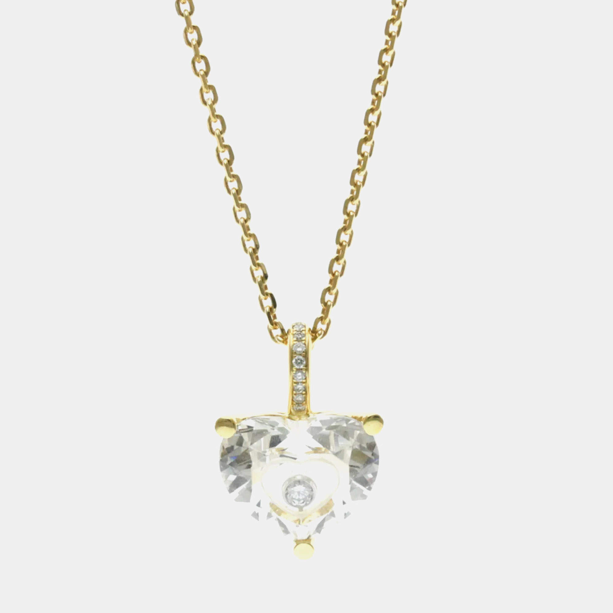 Pre Owned Chopard Happy Diamond Crystal 18K Yellow Gold Pendant Necklace