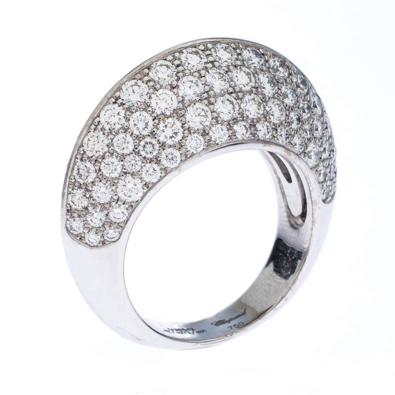 Pre Owned Chopard Diamond Brown Diamond 18K White Gold Knife Edge Cocktail Ring Size 54.5