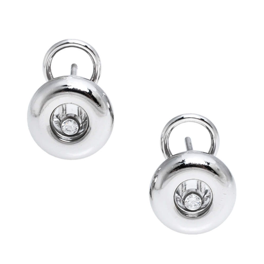 Chopard Miss Happy Diamond 18K White Gold Stud Earrings