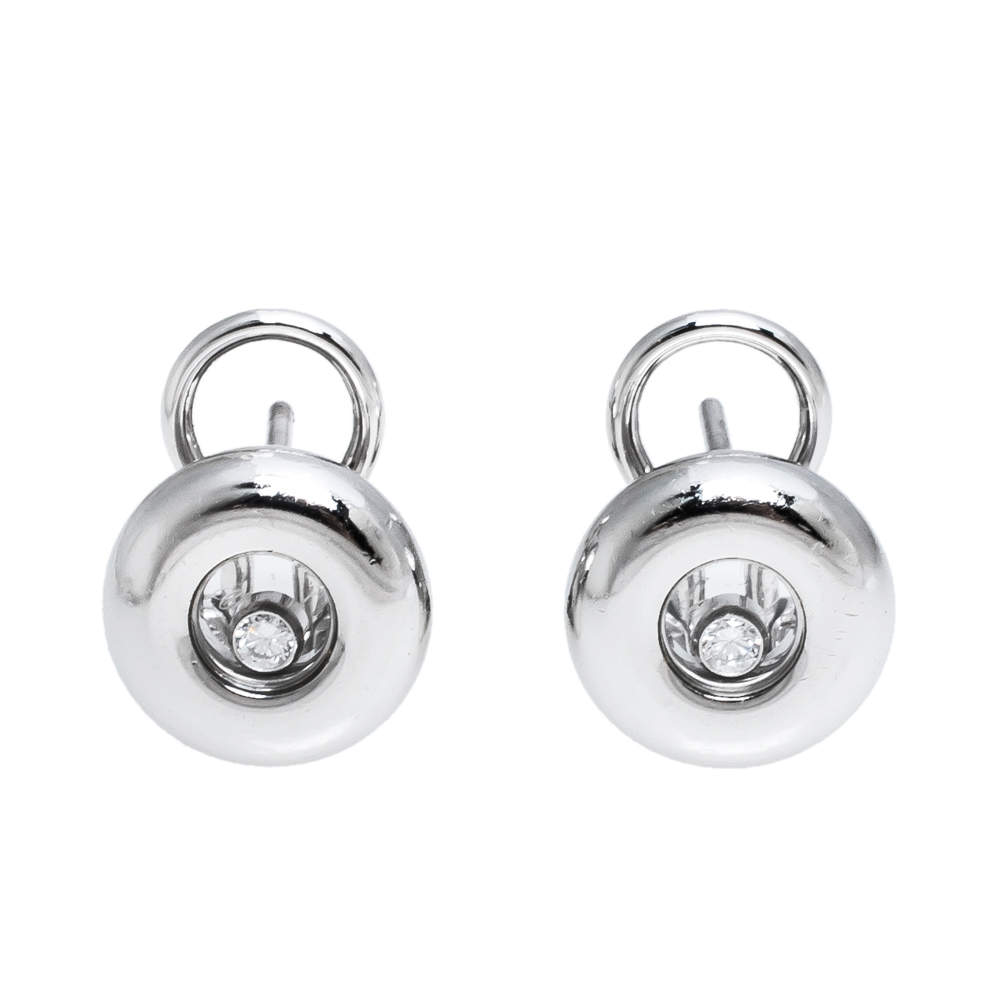 Chopard Miss Happy Diamond 18K White Gold Stud Earrings