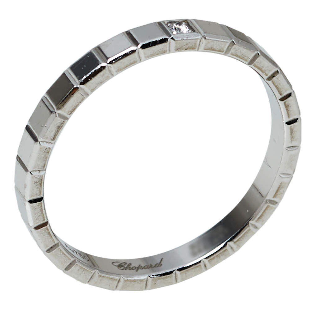 Chopard Ice Cube Pure Diamond 18K White Gold Ring Size 54