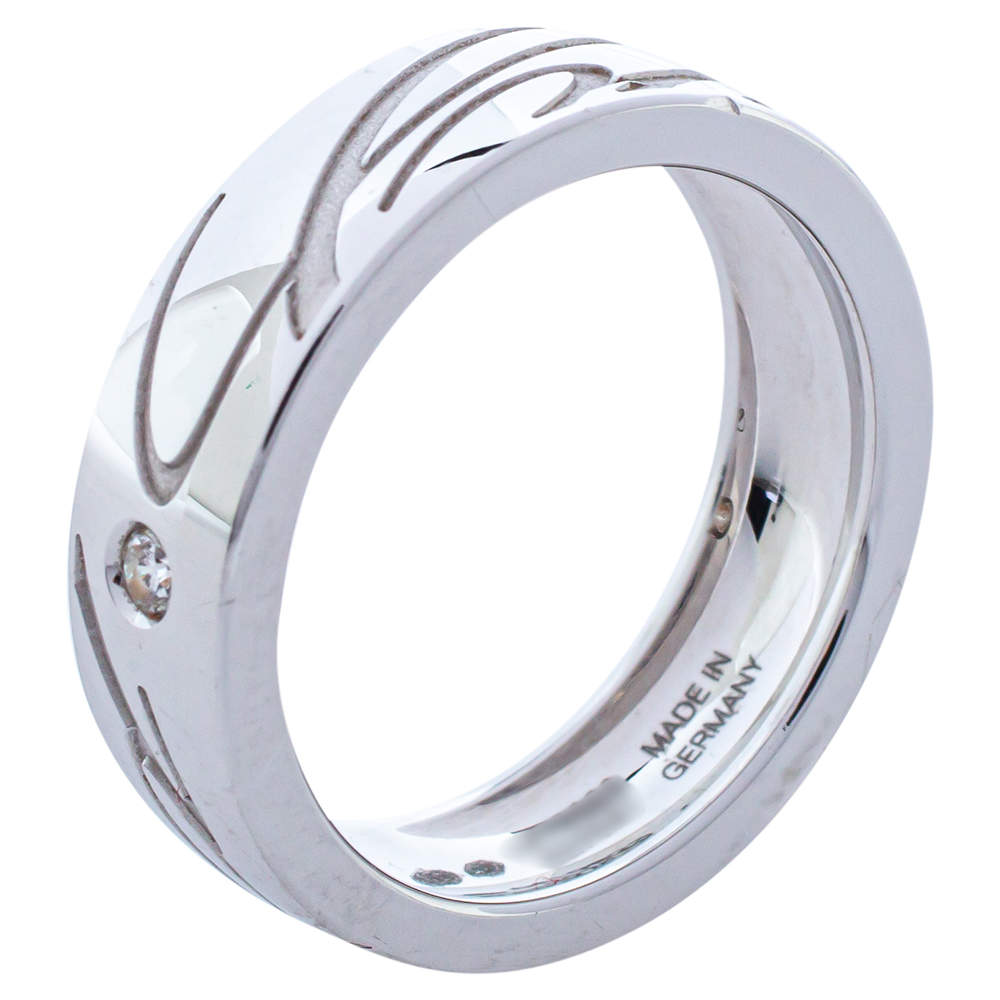 Chopard Chopardissimo Diamond 18K White Gold Band Ring Size 55