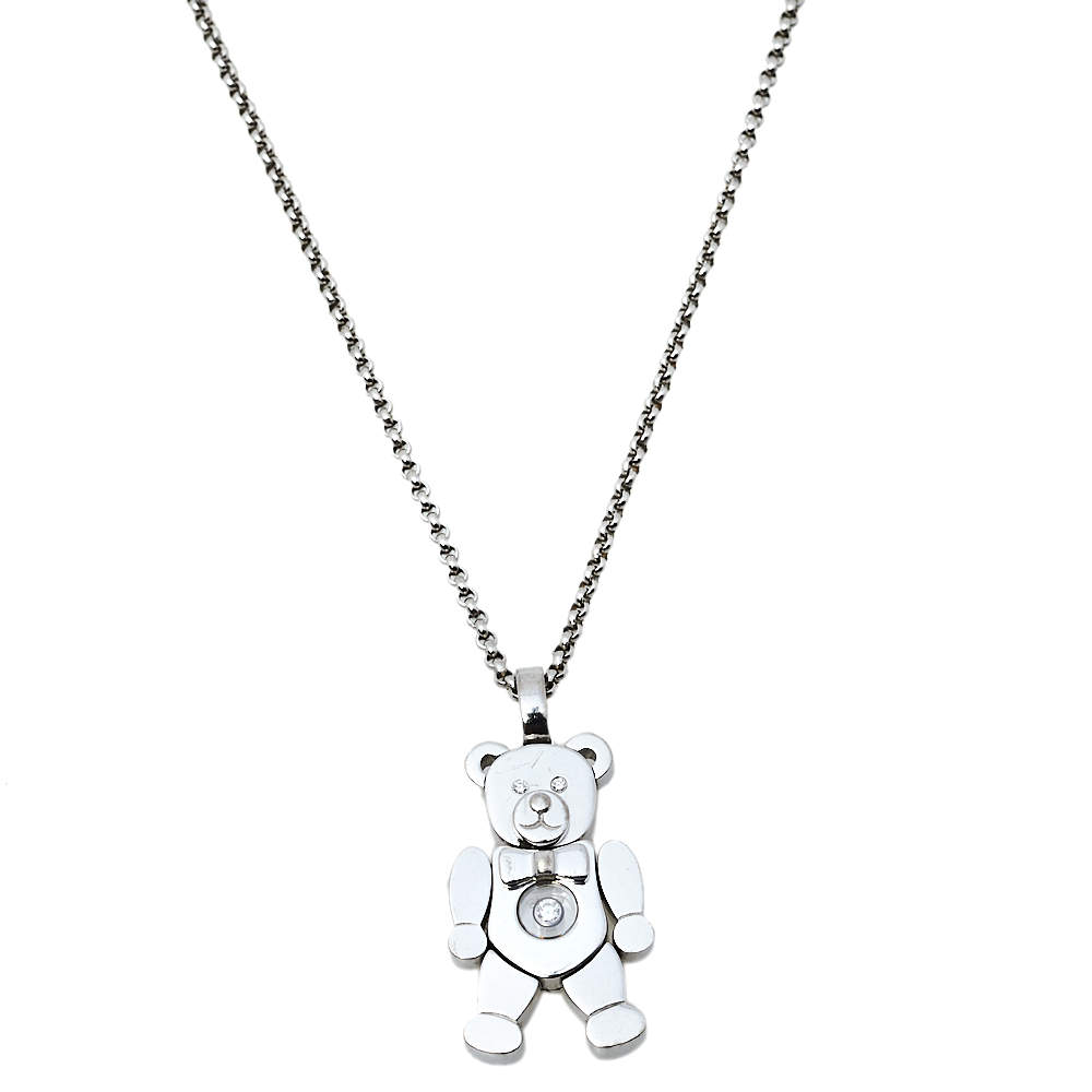 Chopard Happy Diamonds Teddy 18K White Gold  Pendant Necklace