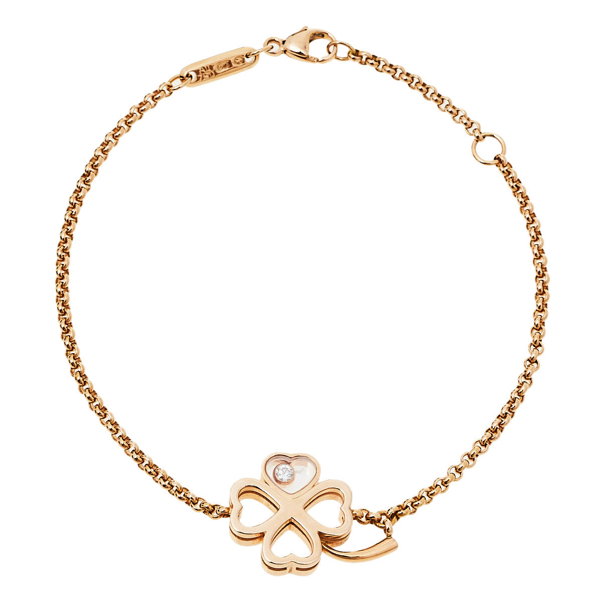 Pre Owned Chopard Happy Diamonds Good Luck Charm Diamond 18K Rose Gold Bracelet