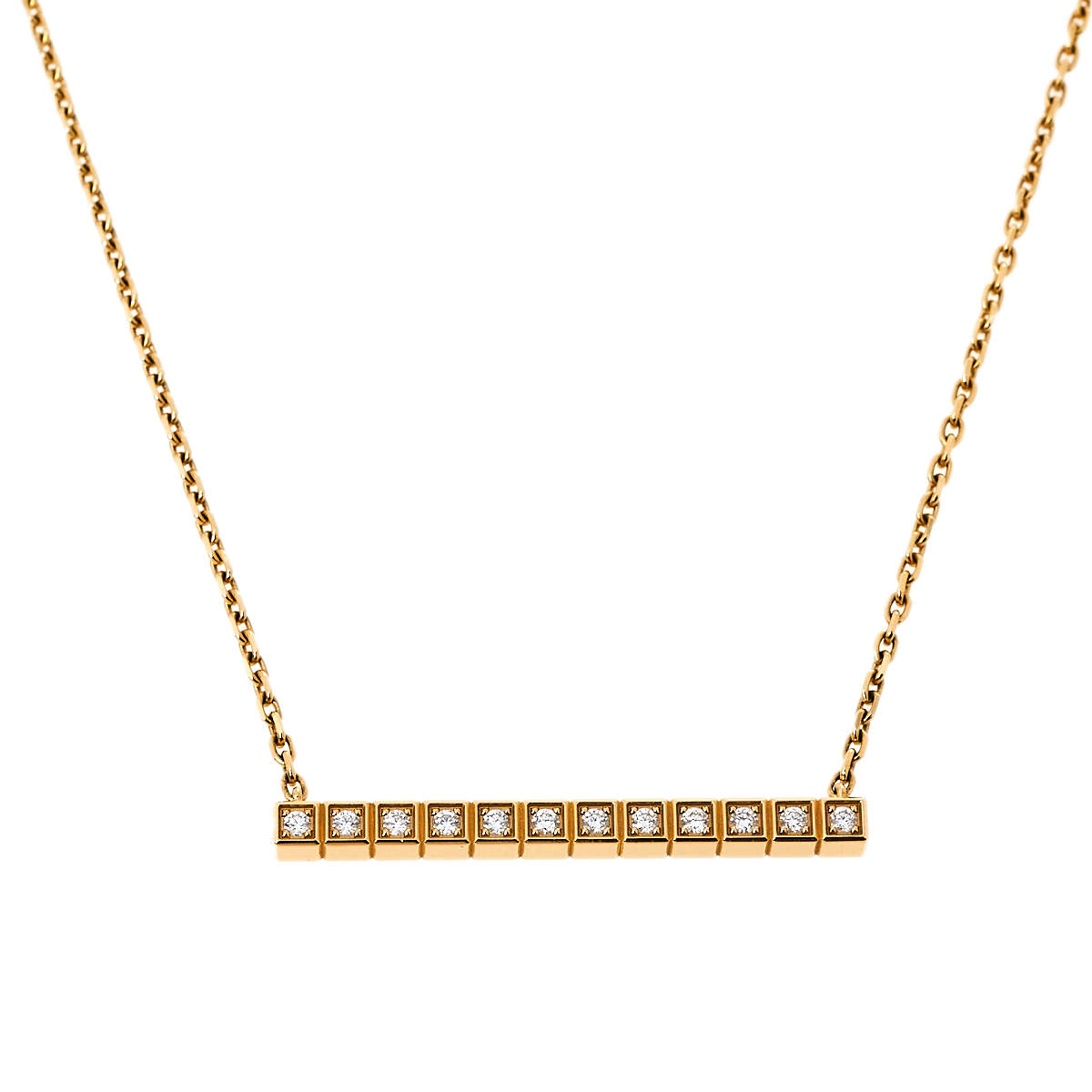 مملوكة مسبقًا Chopard Ice Cube Pure Diamond 18K Yellow Gold Necklace 