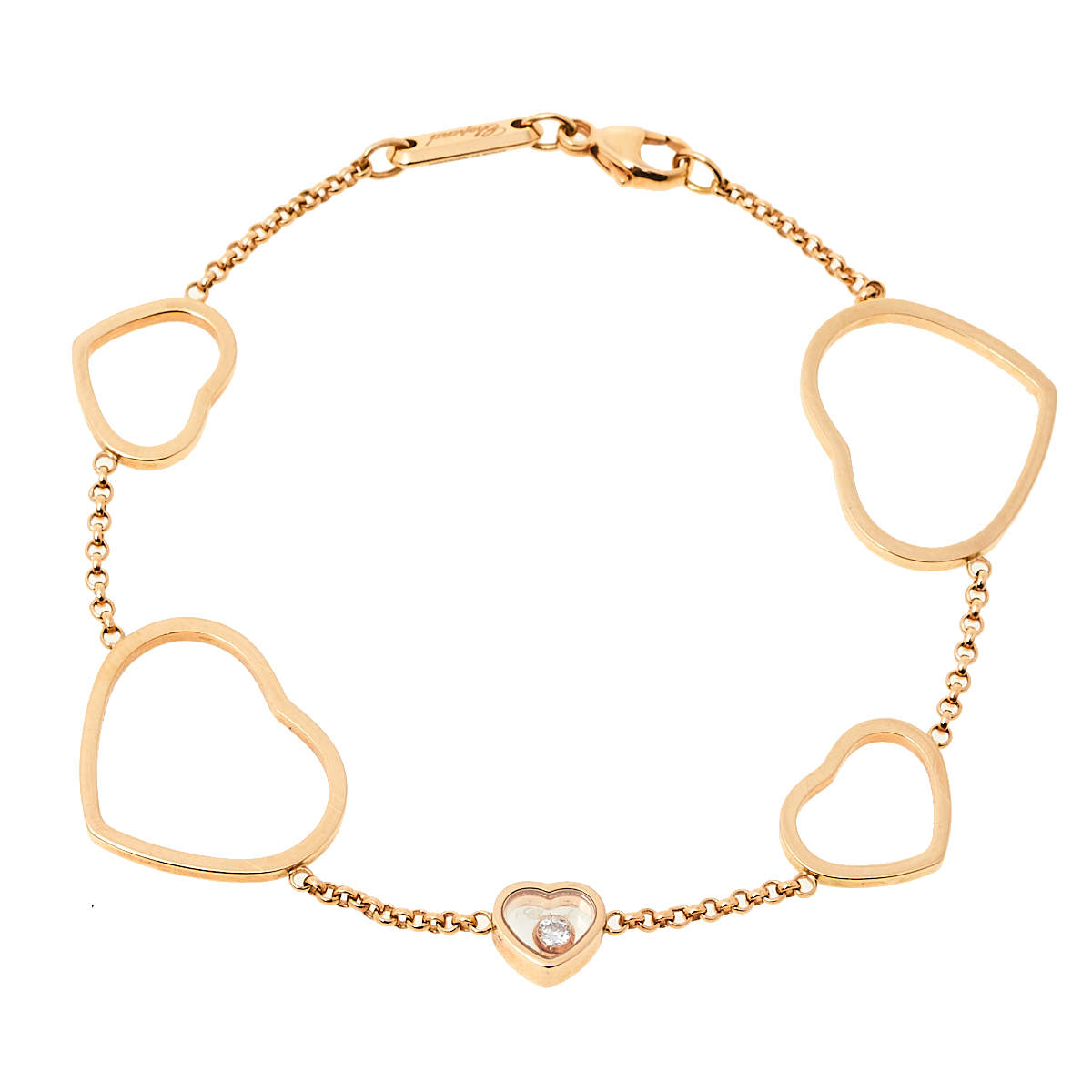 Pre Owned Chopard Happy Hearts Diamond 18K Rose Gold Bracelet 