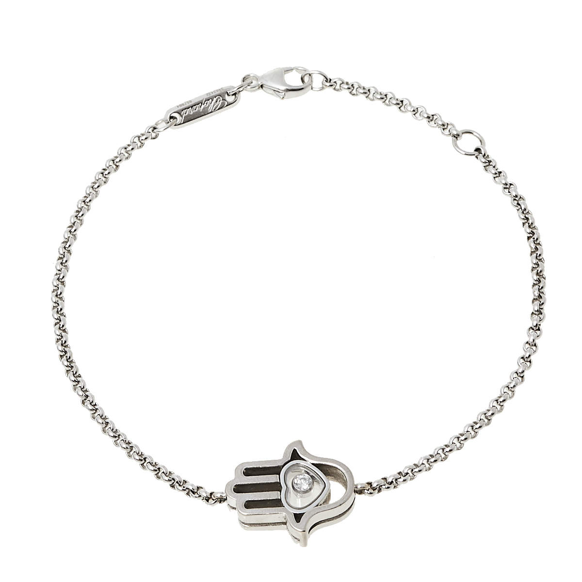 Chopard Happy Diamond Hand Motif Diamond 18K White Gold Bracelet