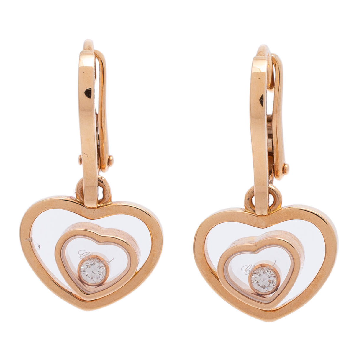 Chopard Happy Hearts 18K Rose Gold Diamond Drop Earrings