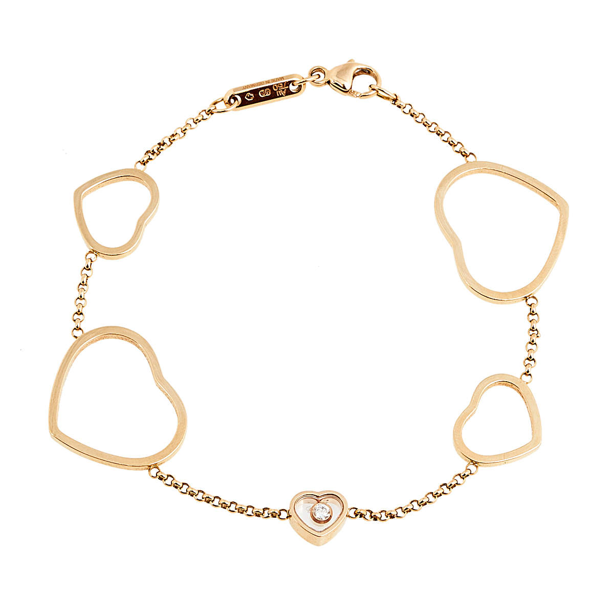 Pre Owned Chopard Happy Hearts Diamond 18K Rose Gold Bracelet