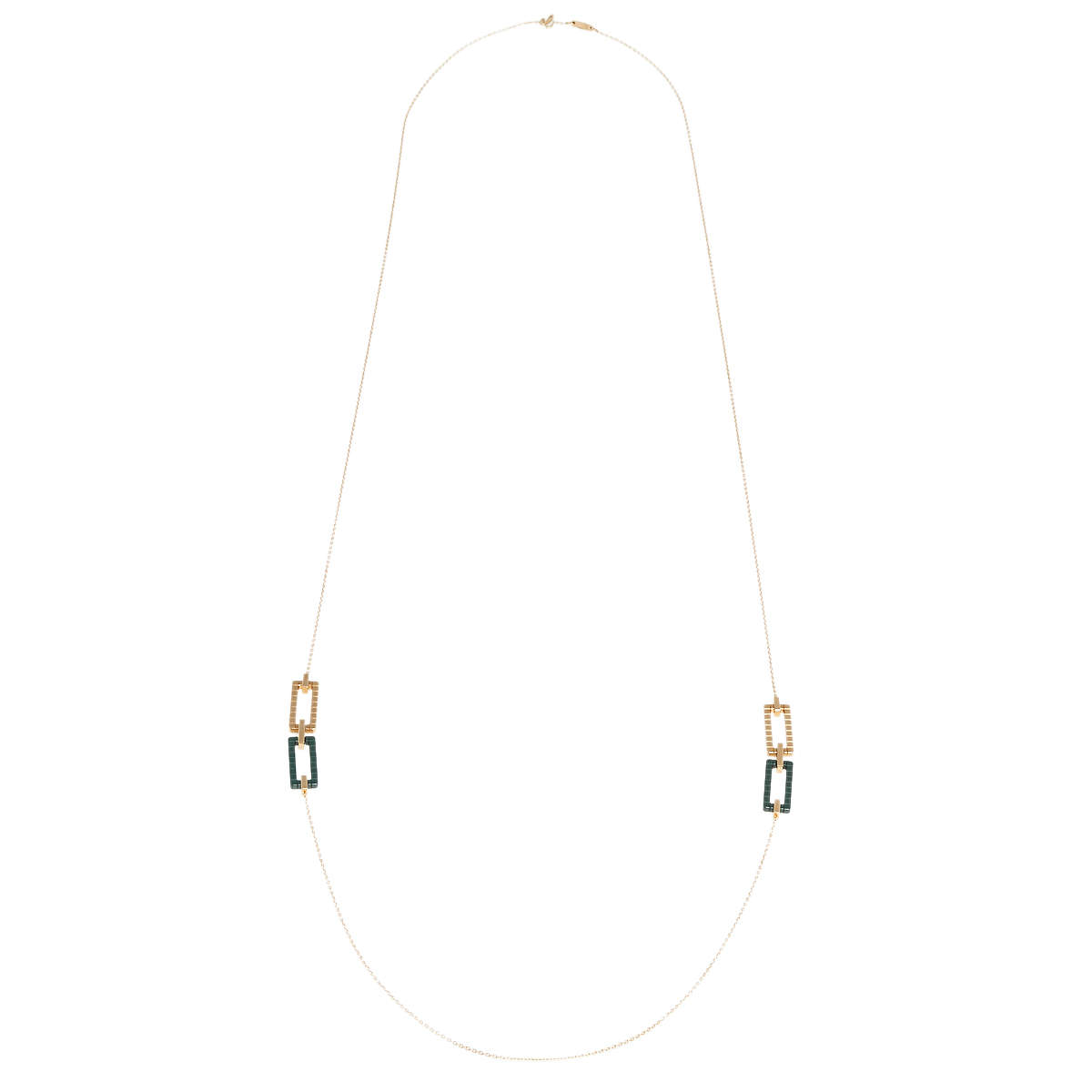 Pre Owned Chopard Ice Cube Green Ceramic 18K Rose Gold Long Necklace