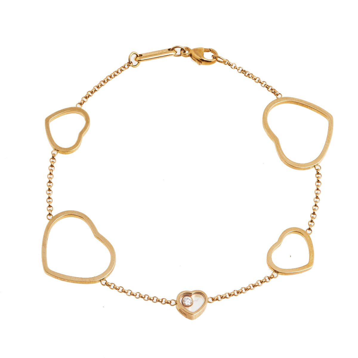 Pre Owned Chopard Happy Hearts Diamond 18k Rose Gold Bracelet
