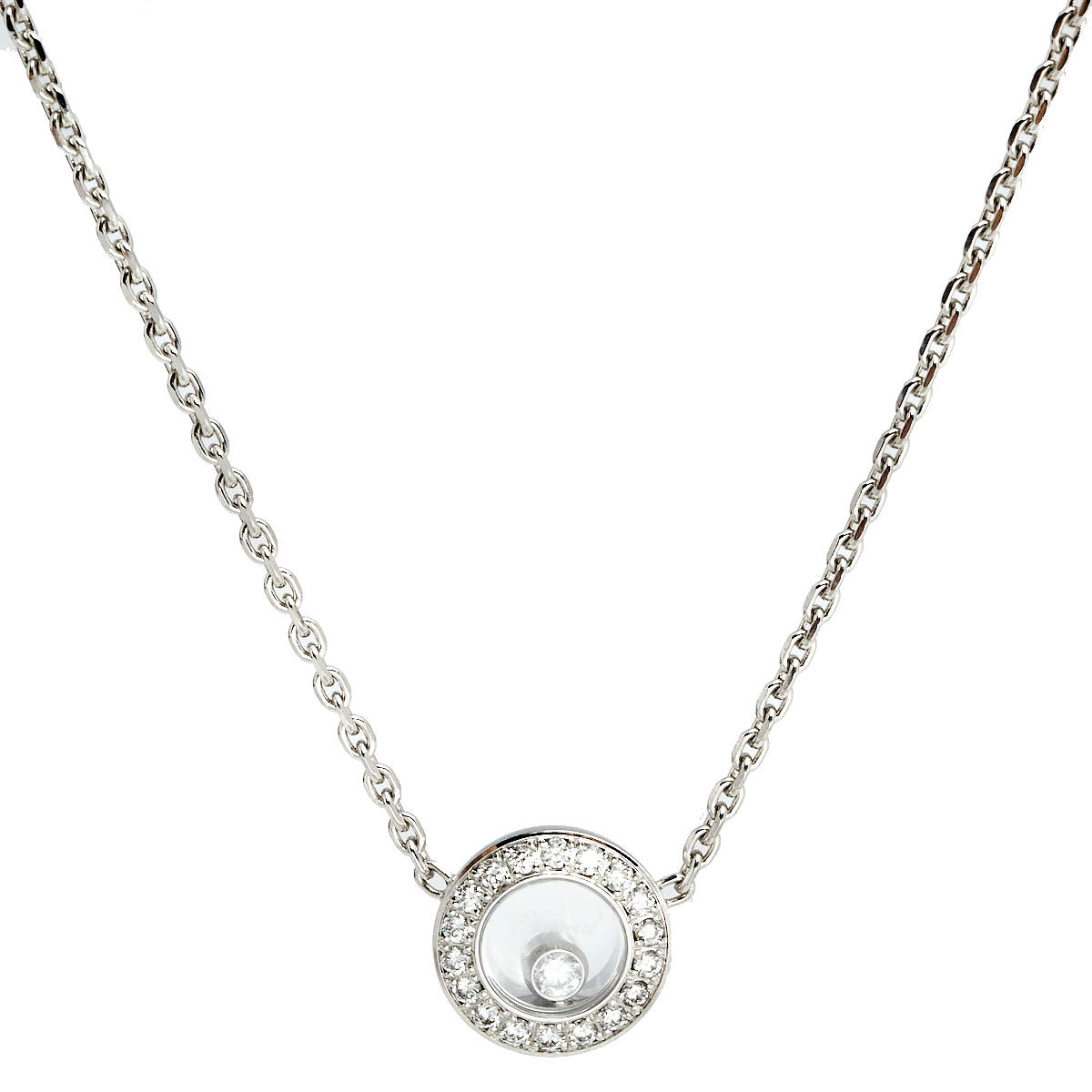 Pre Owned Chopard Happy Icon Diamonds 18K White Gold Pendant Necklace