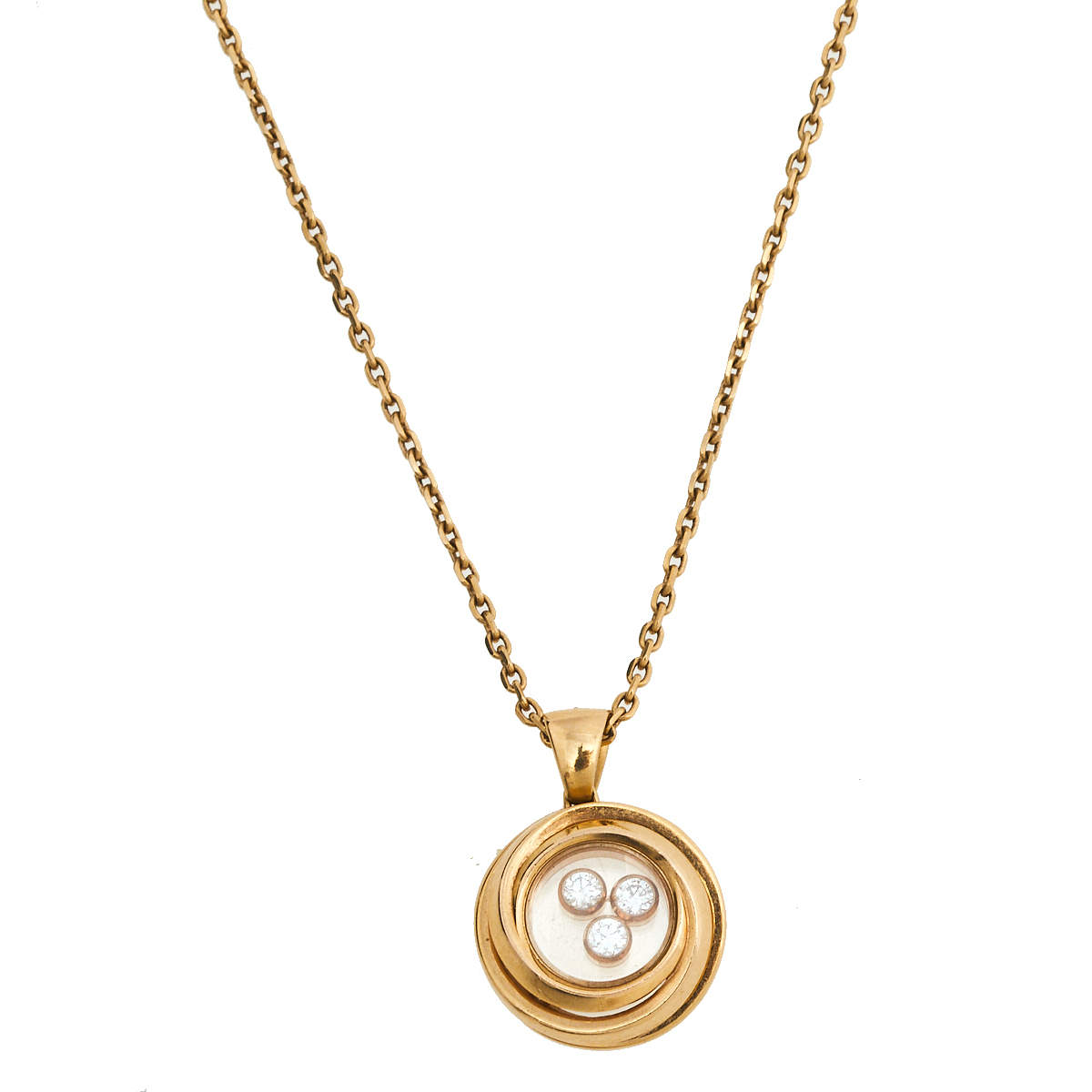 Pre Owned Chopard Happy DIamond Happy Emotion Diamond 18K Rose Gold Pendant Necklace