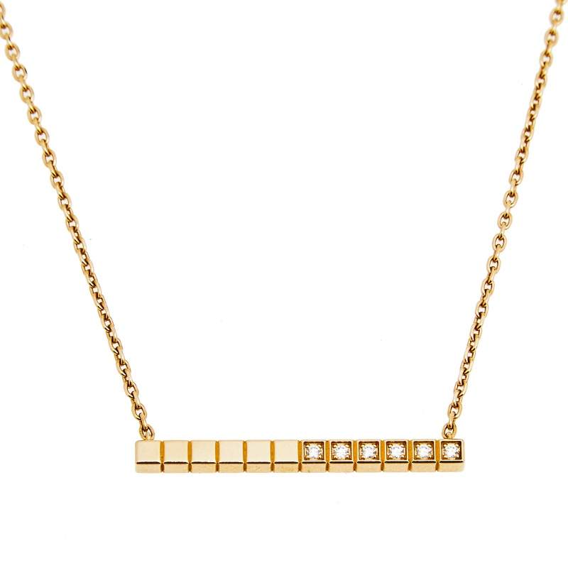 Chopard Ice Cube Pure Diamond 18k Rose Gold Chain Necklace