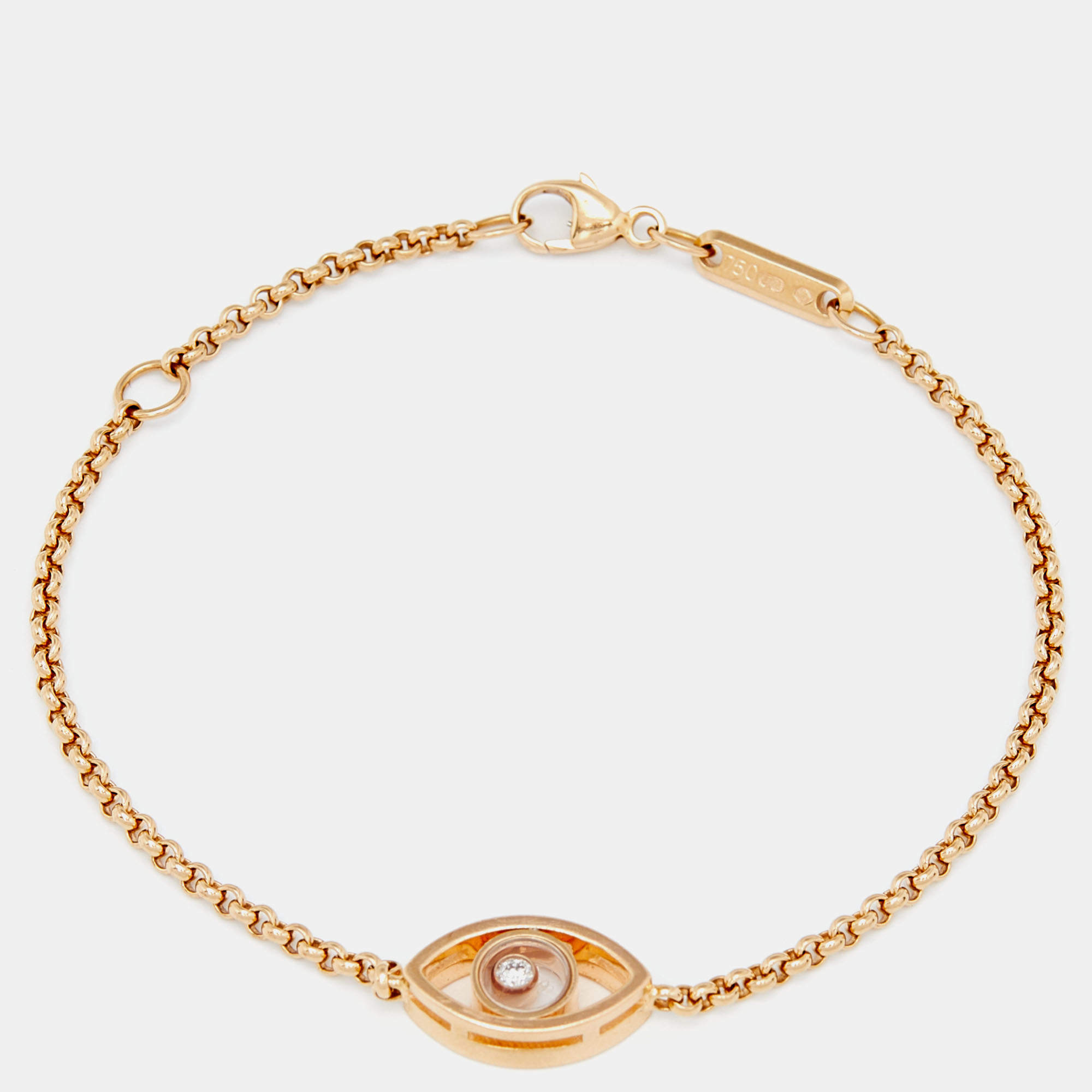 Pre Owned Chopard Happy Diamonds Good Luck Charm Diamond 18K Rose Gold Bracelet