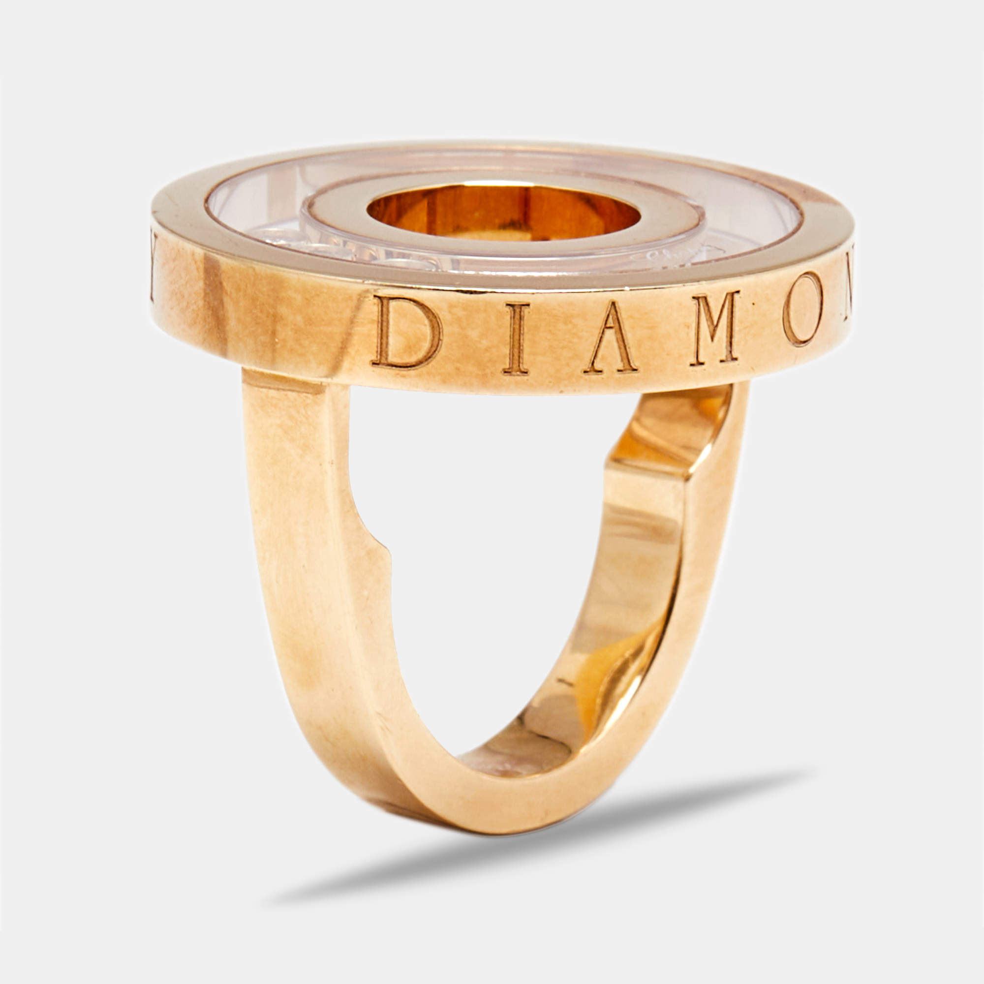 Chopard Happy Diamonds 18k Yellow Gold Circular Ring Size 49