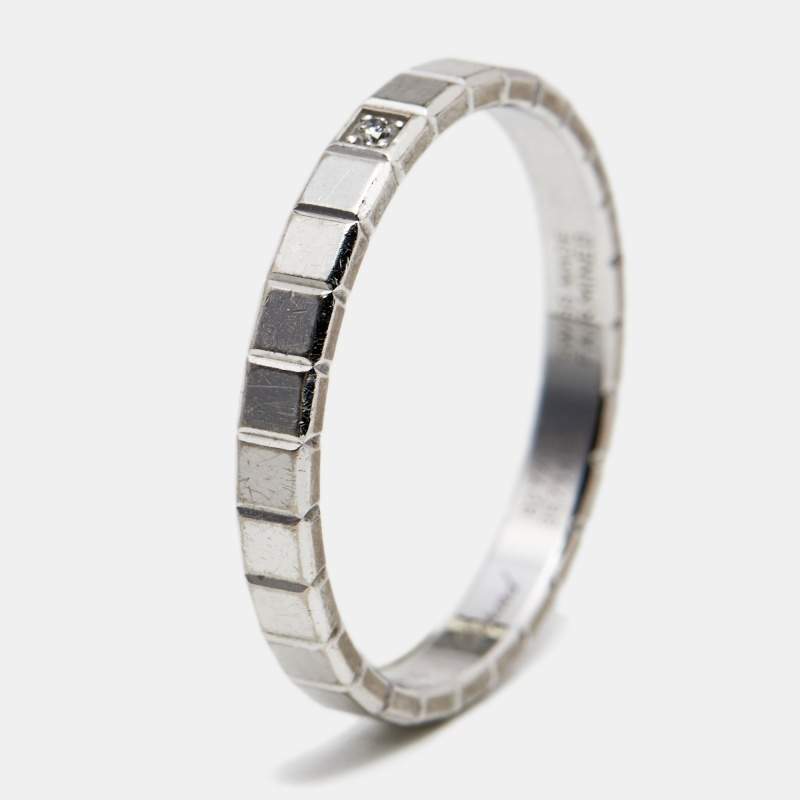 Chopard Ice Cube Diamond 18k White Gold Band Ring Size 54
