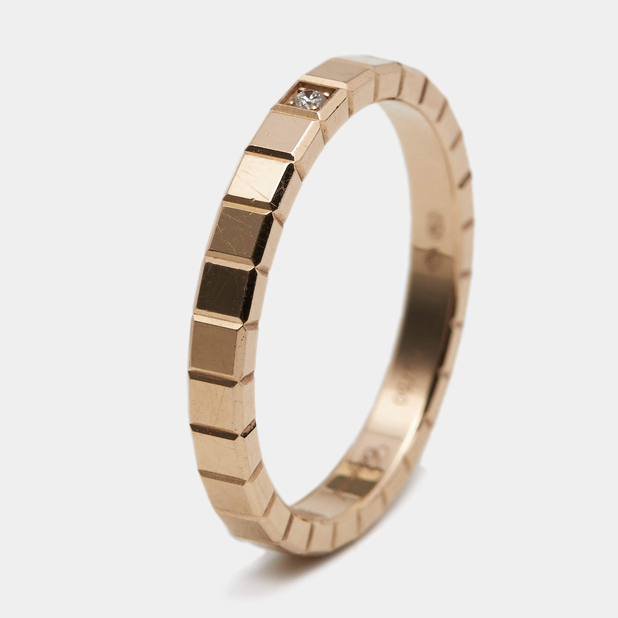 Chopard Ice Cube Diamond 18k Rose Gold Band Ring Size 52