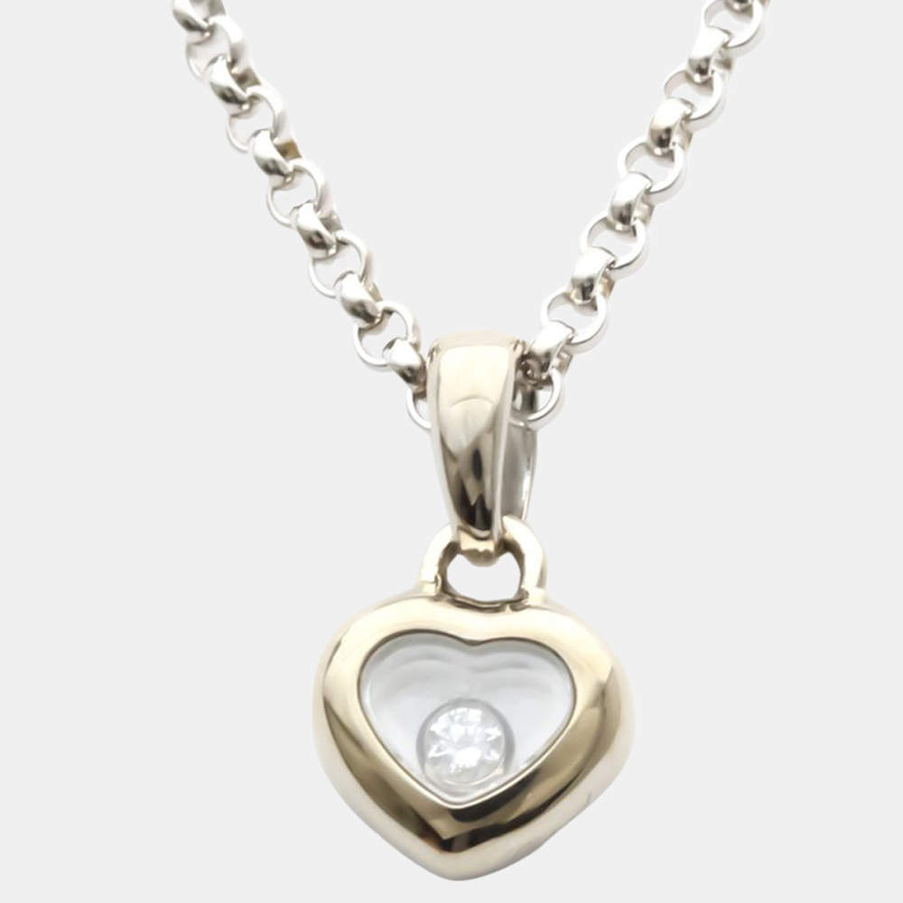 Pre Owned Chopard Happy Diamonds Heart 18K White Gold Diamond Necklace