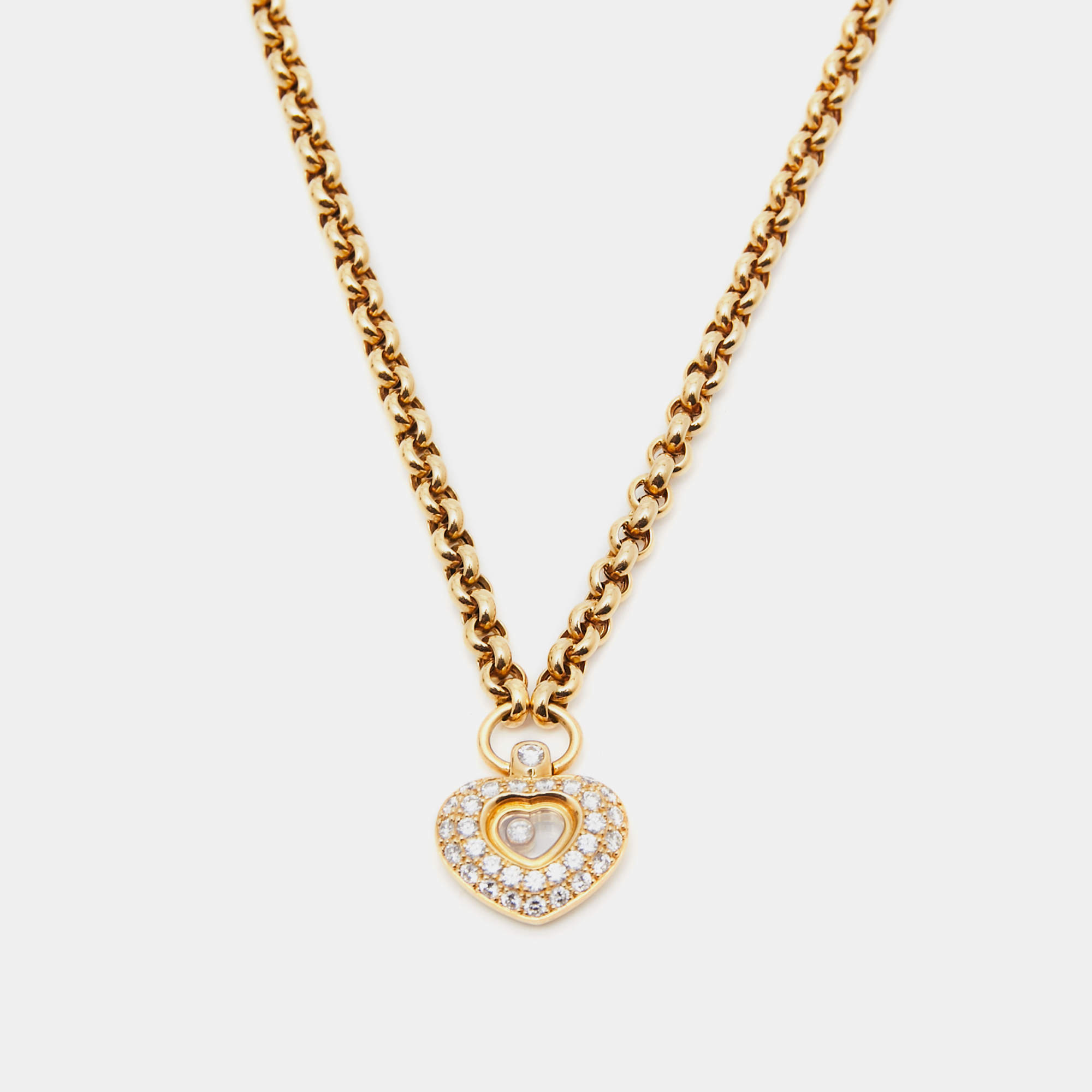 Pre Owned Chopard Happy Heart Diamonds 18k Yellow Gold Necklace