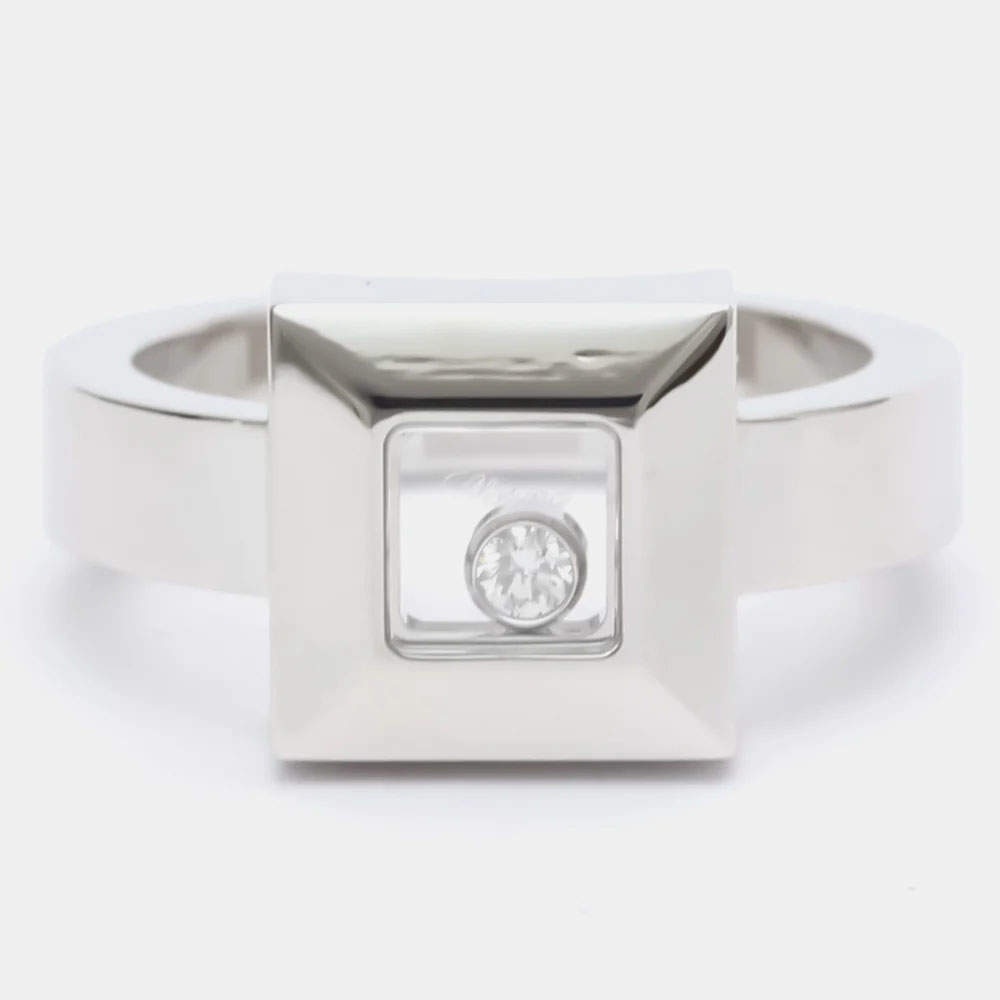 Chopard Happy Diamonds Icon 18K White Gold Diamond Ring EU 52
