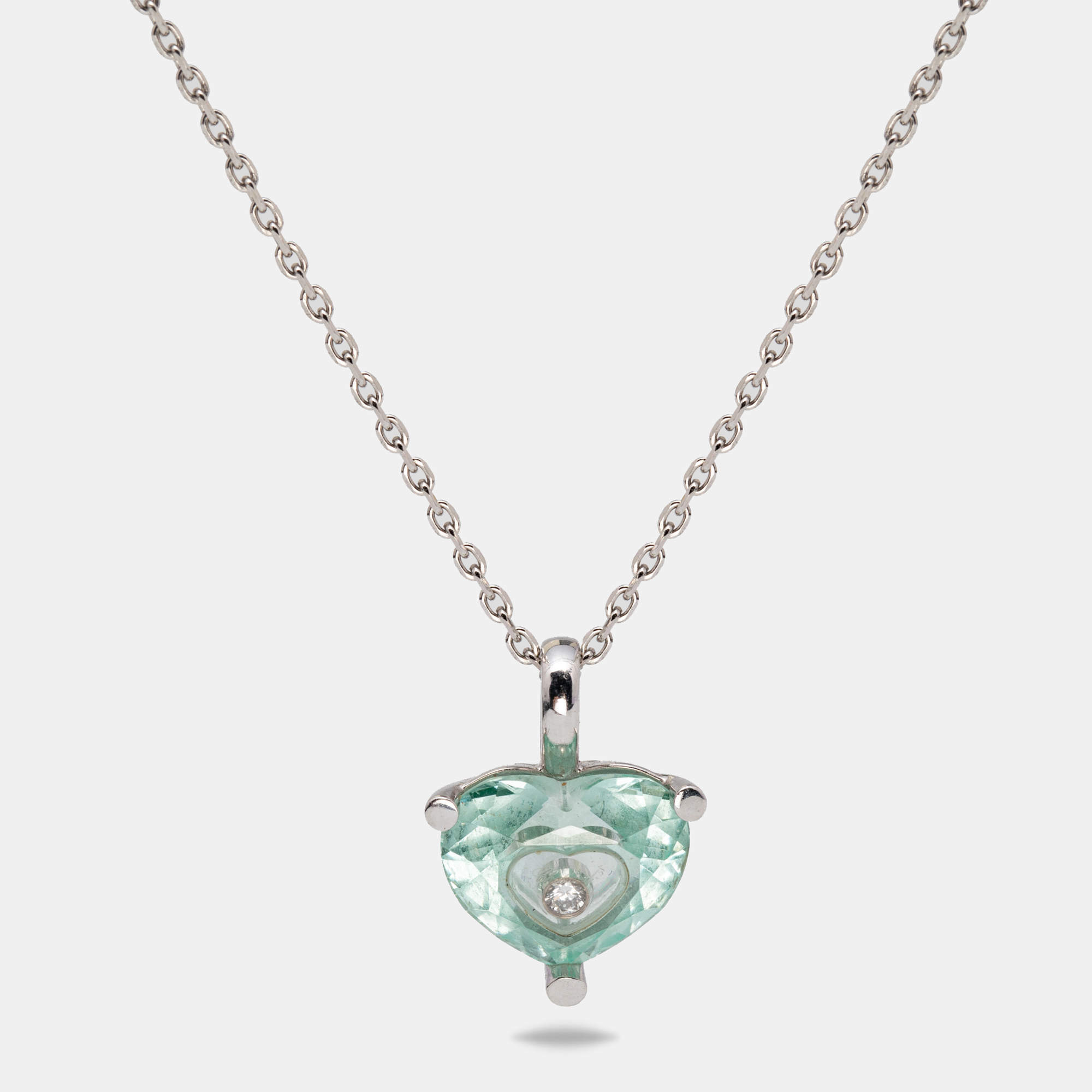 Pre Owned Chopard Happy Diamond Crystal Diamond 18k White Gold Pendant