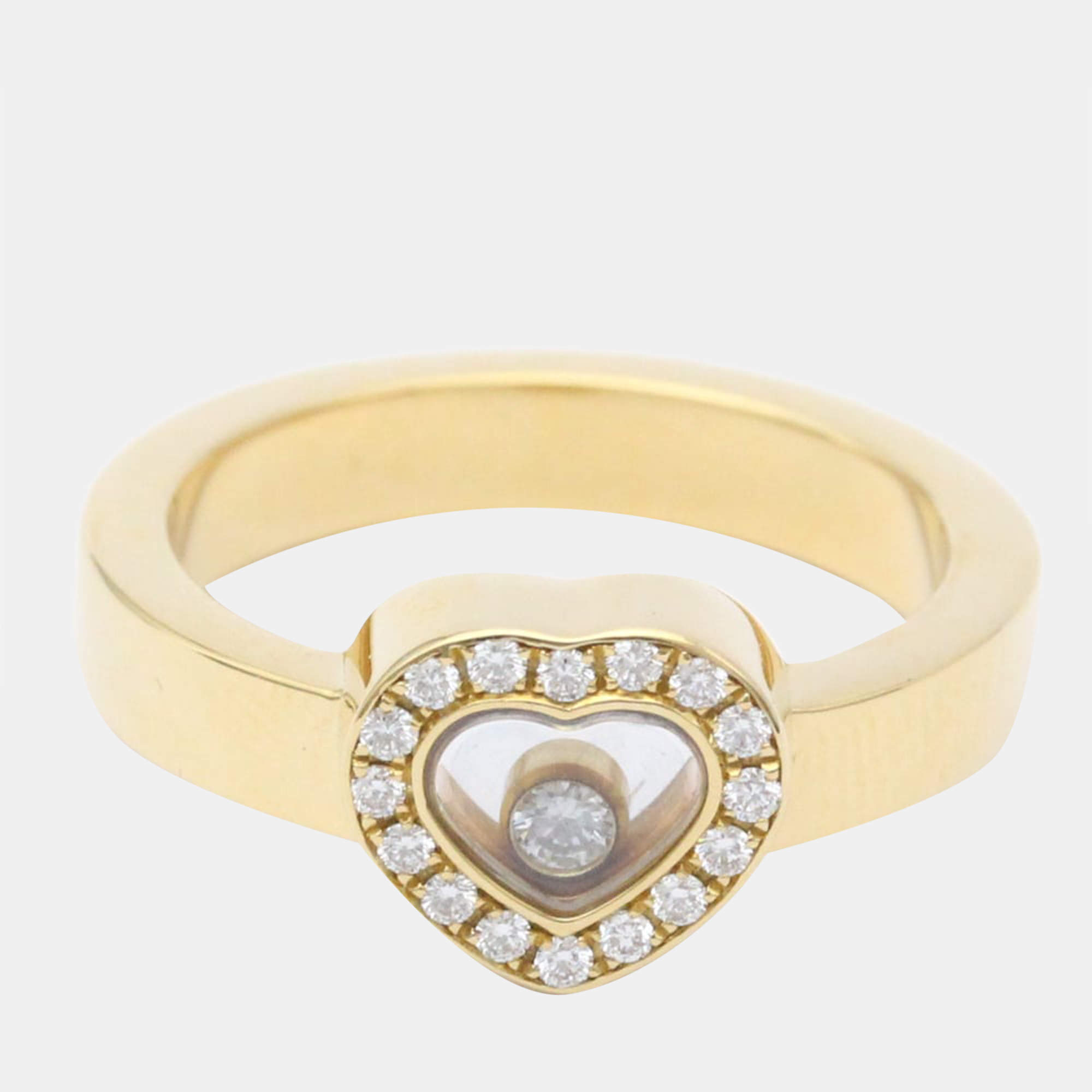 Chopard 18K Yellow Gold and Diamond Happy Hearts Ring