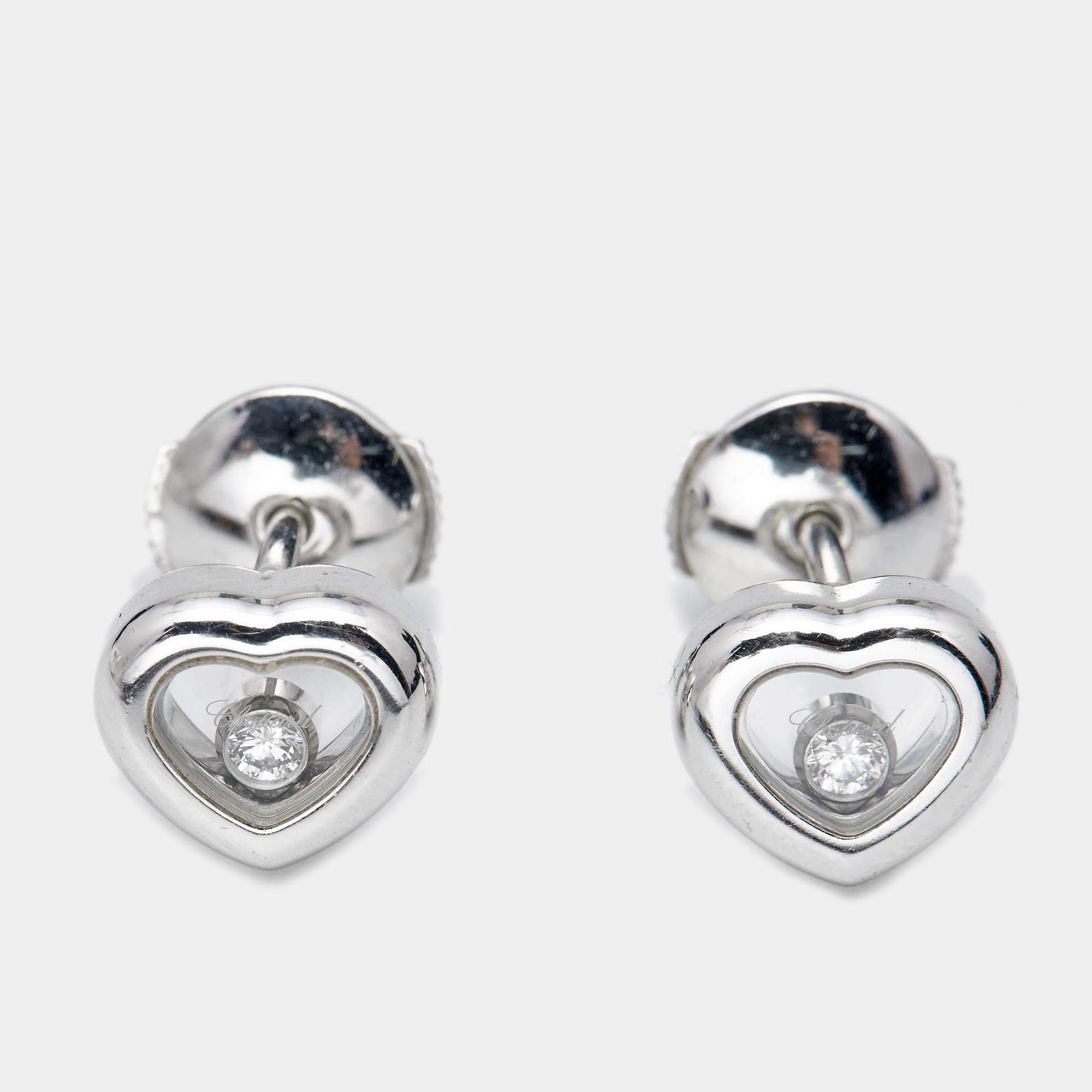 Chopard Happy Diamonds 18k White Gold Diamond Stud Earrings