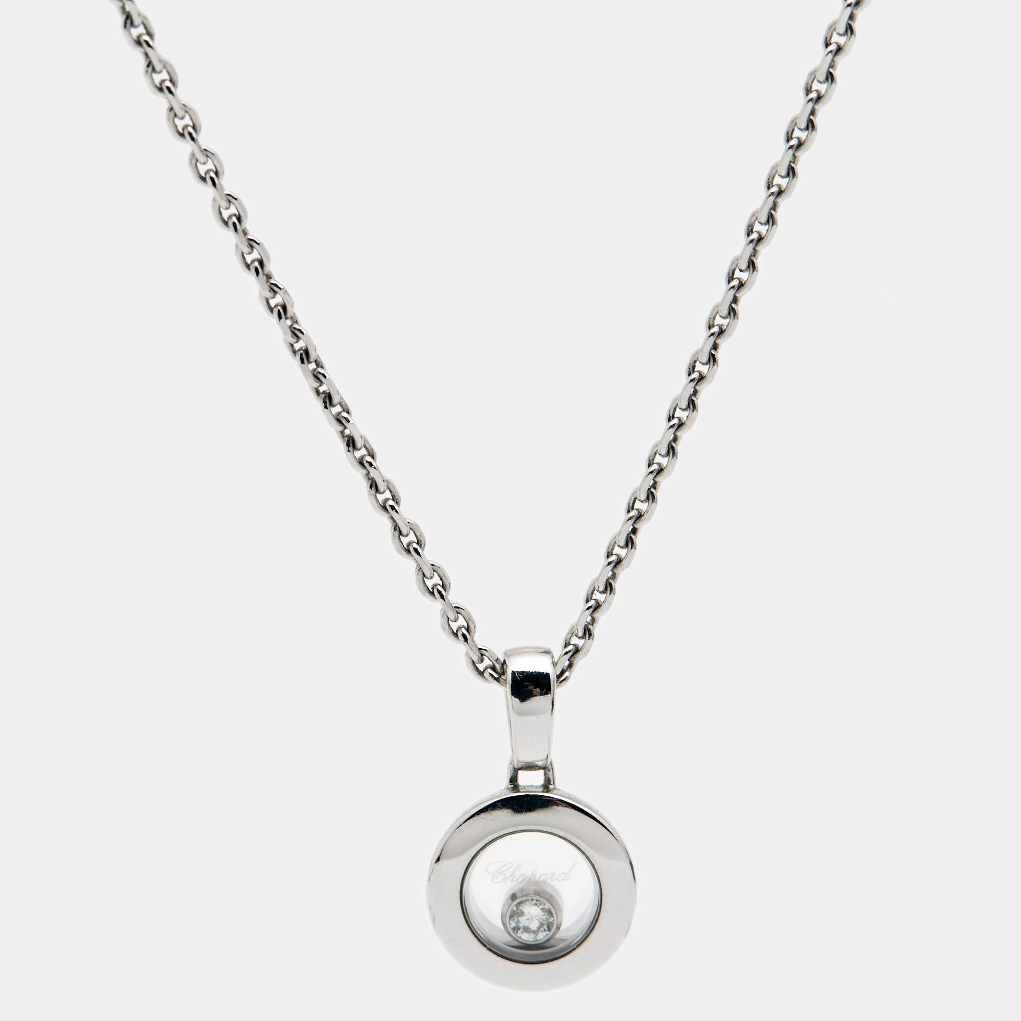 Pre Owned Chopard Happy Diamonds Icon 18k White Gold Pendant Necklaces