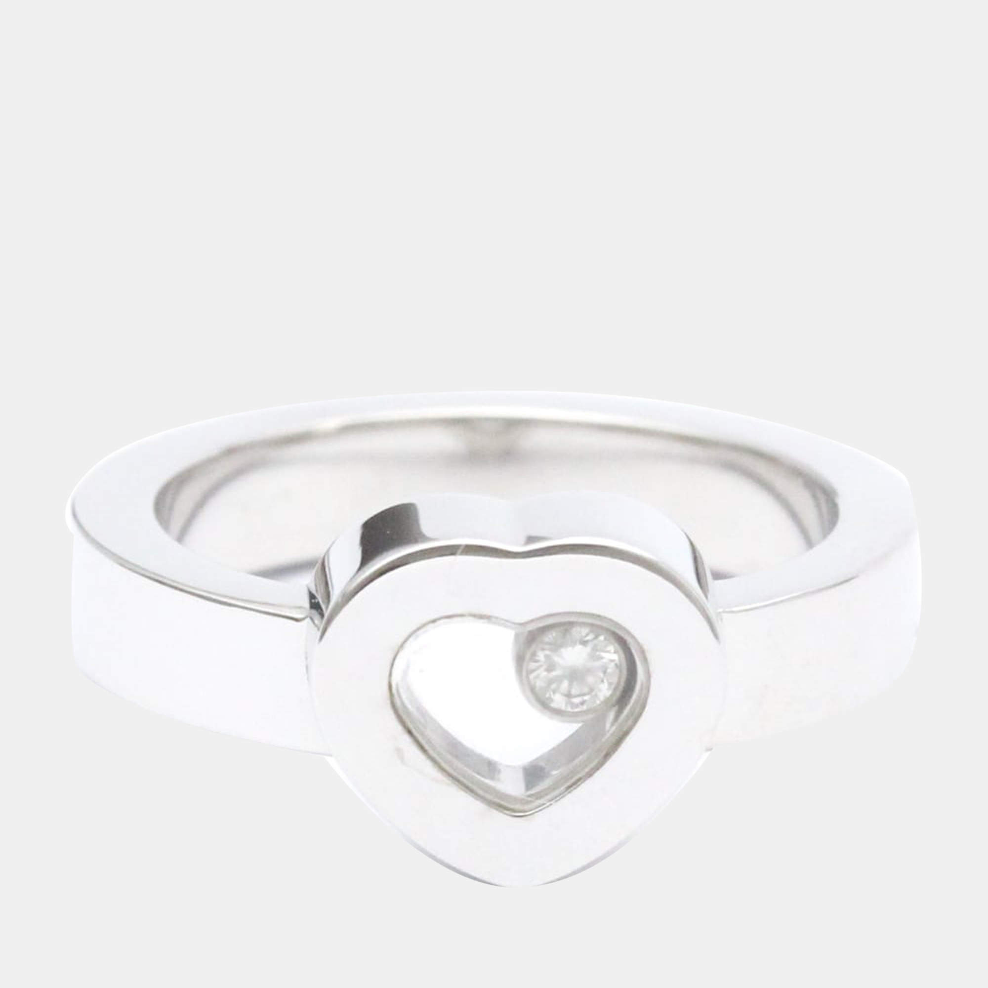 Chopard Happy Hearts 18K White Gold Diamond Ring EU 49