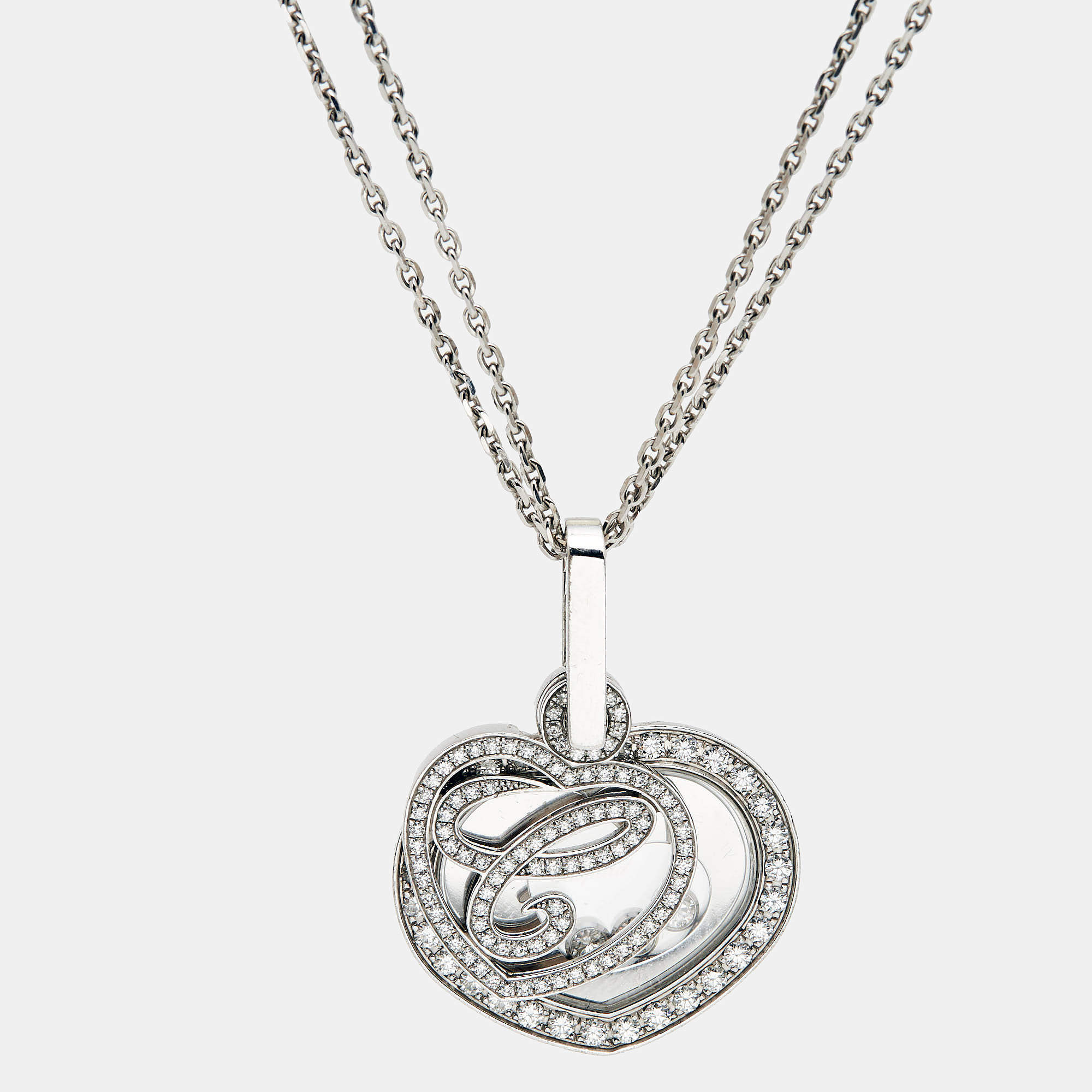 Pre Owned Chopard Happy Diamonds 18k White Gold Pendant Necklace