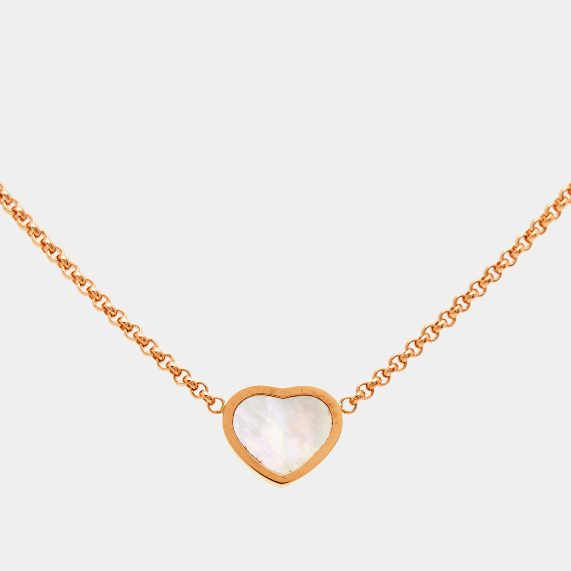 Chopard Happy Hearts Mother of Pearl 18k Rose Gold Pendant Necklace