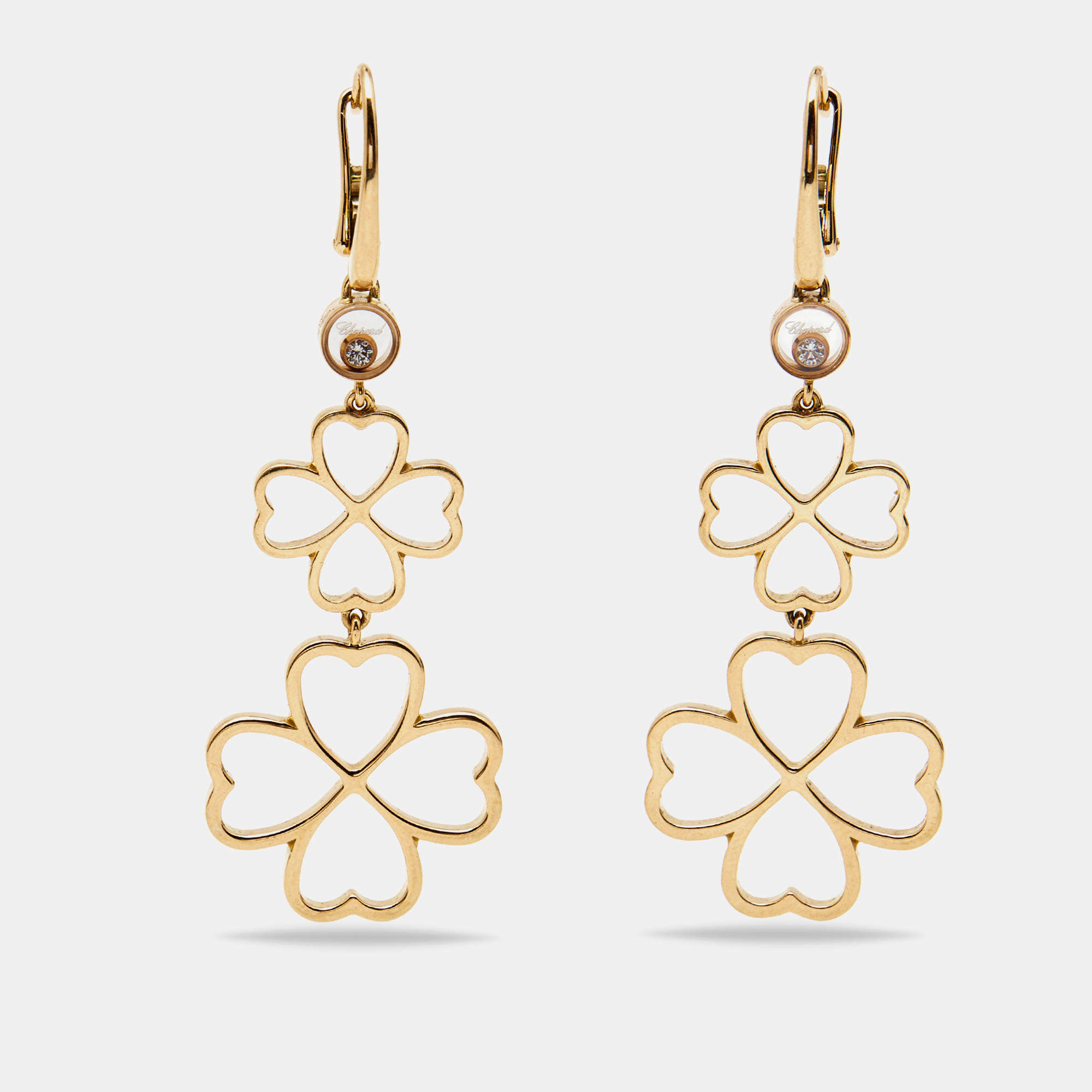 Chopard Clover Diamonds 18k Rose Gold Earrings
