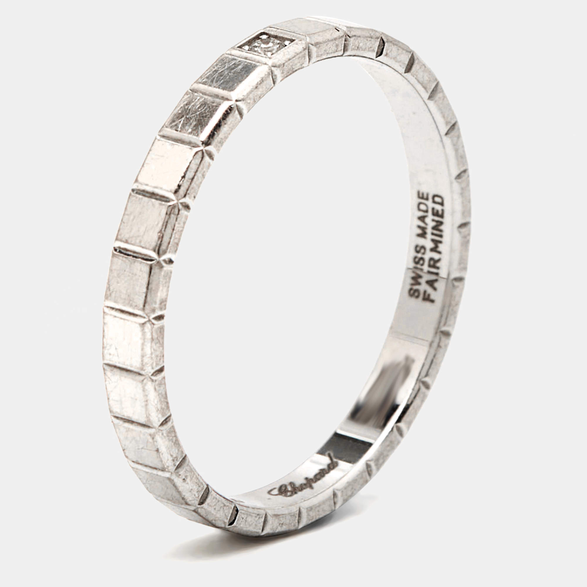 Chopard Ice Cube Diamond 18k White Gold Ring Size 54