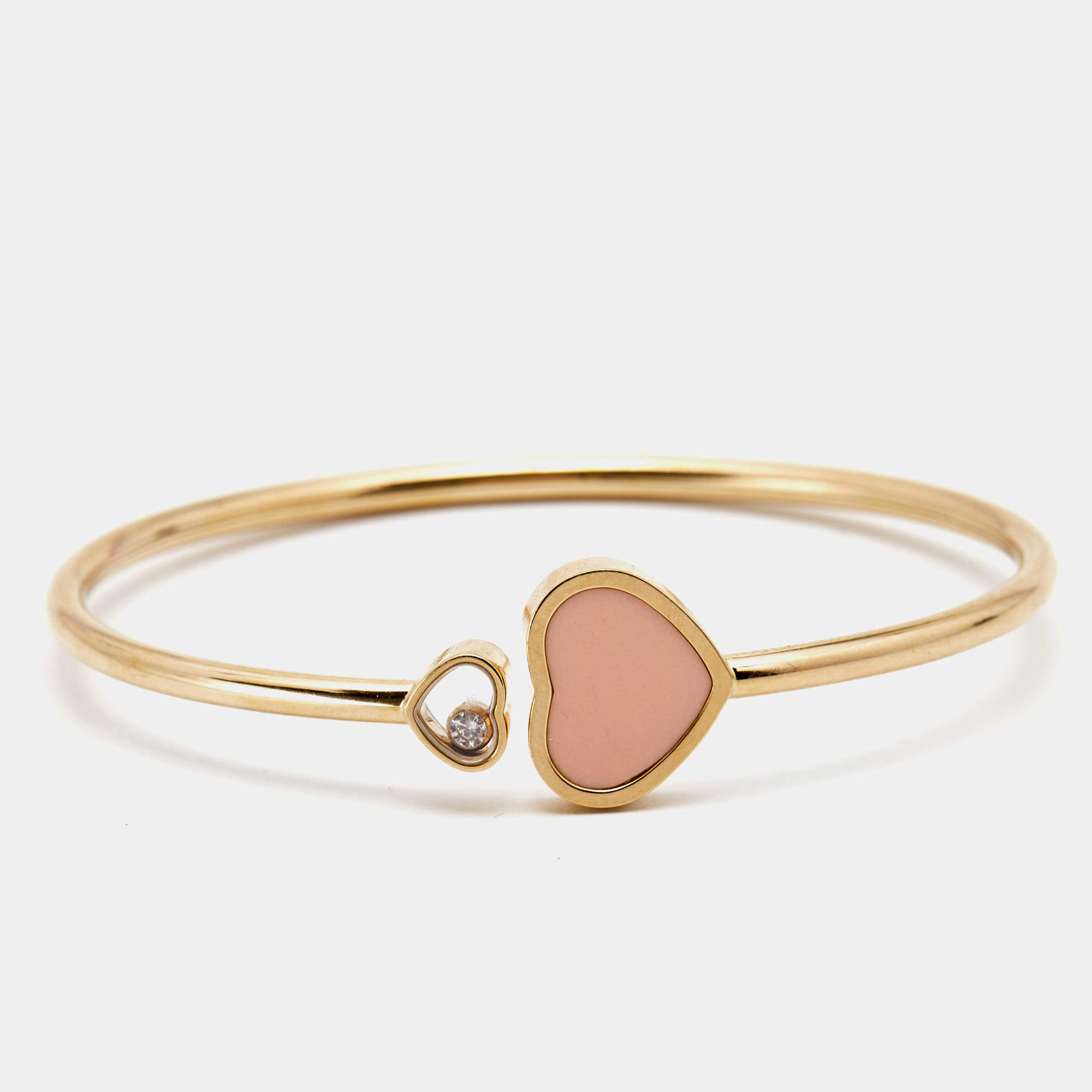 Chopard Happy Hearts Pink Opal Diamond 18k Rose Gold Bracelet