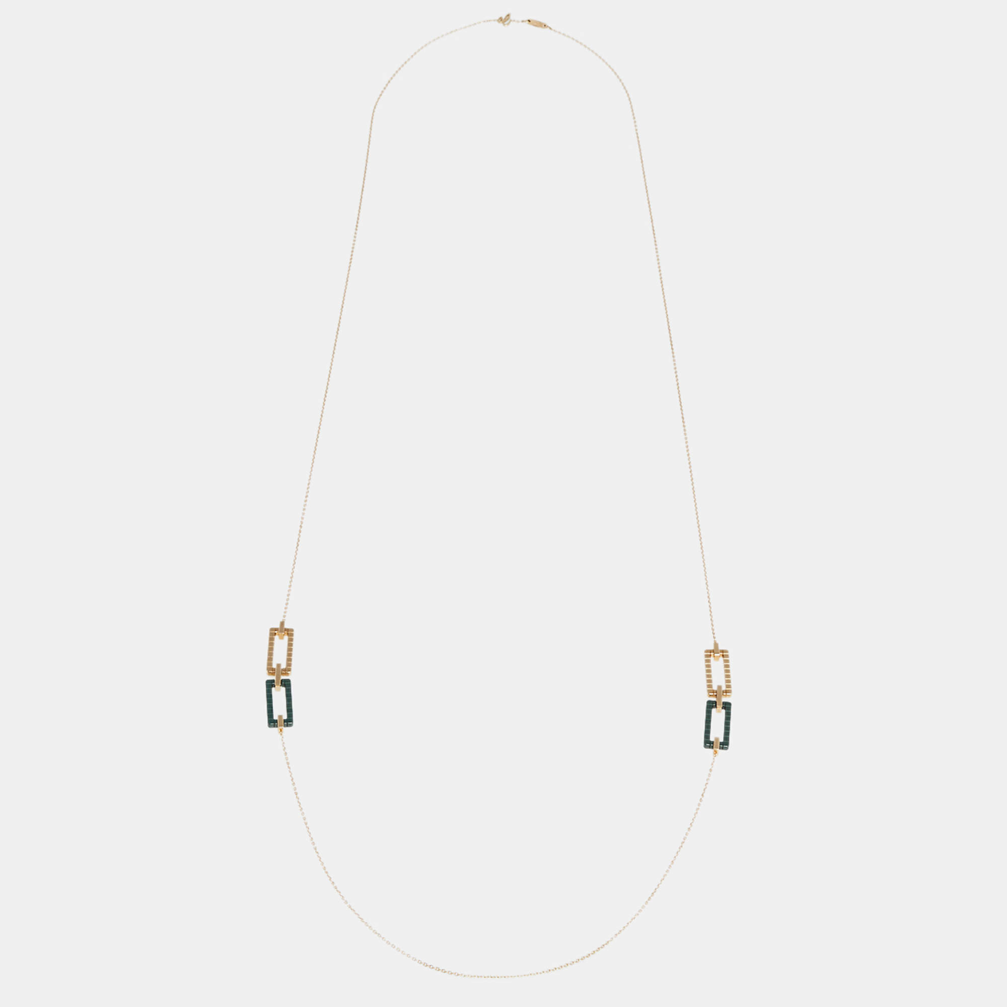Chopard Rihanna ♥ Chopard Ice Cube Green Ceramic 18K Rose Gold Long Sautoir Necklace