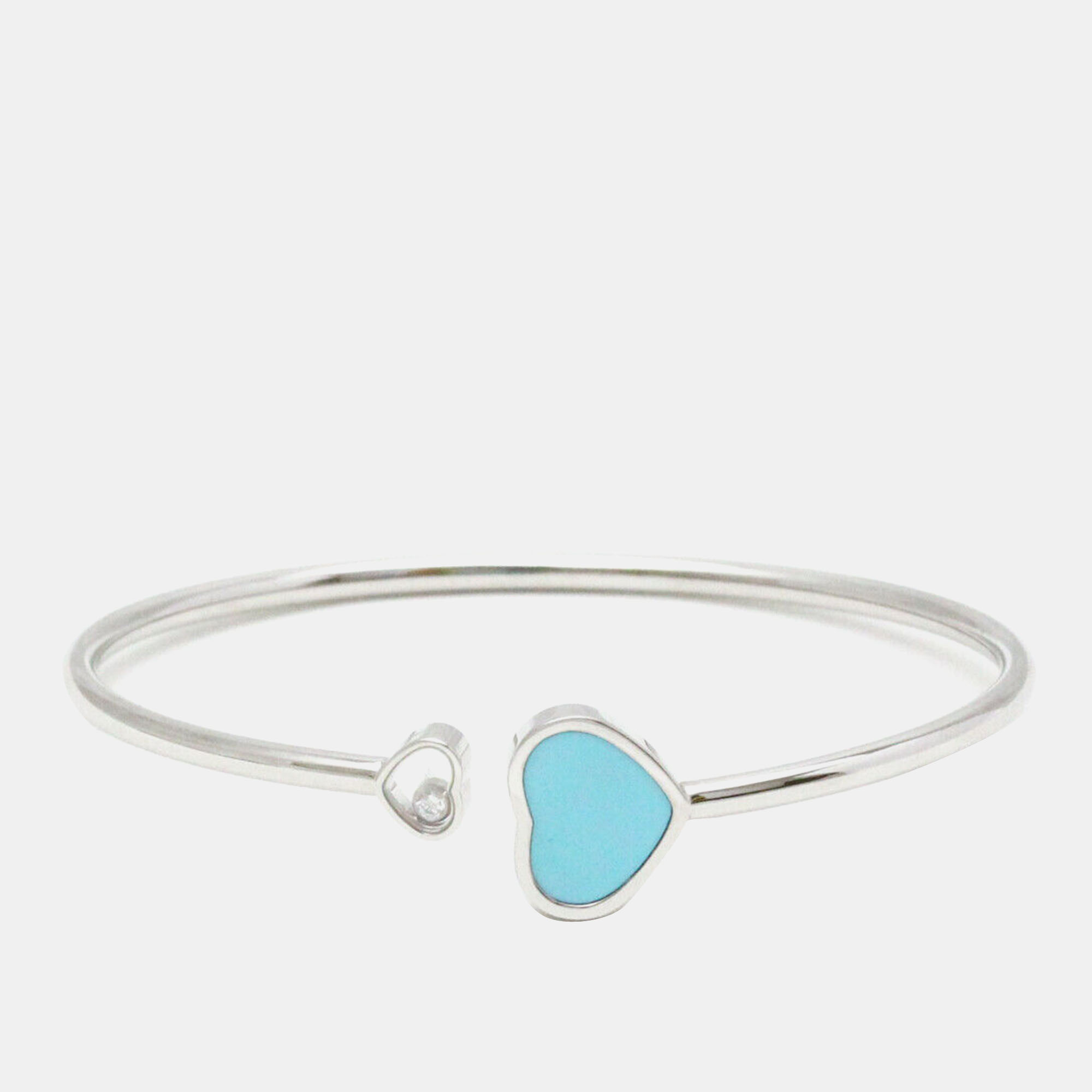 Pre Owned Chopard 18K White Gold and Diamond Happy Hearts Cuff Bracelet