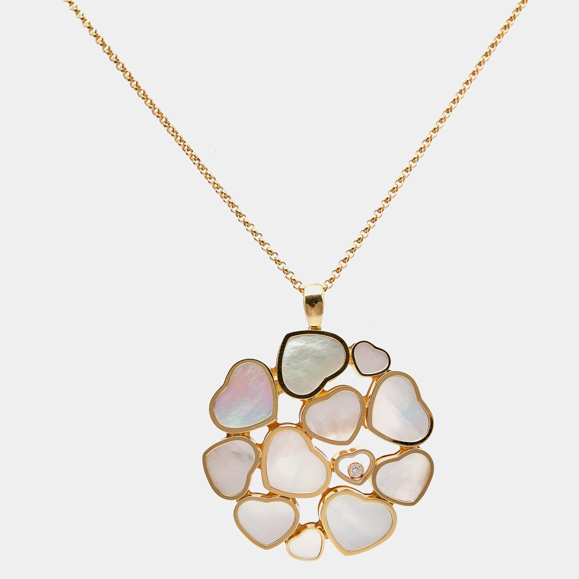 Chopard Happy Hearts Diamond Mother of Pearl 18k Rose Gold Necklace
