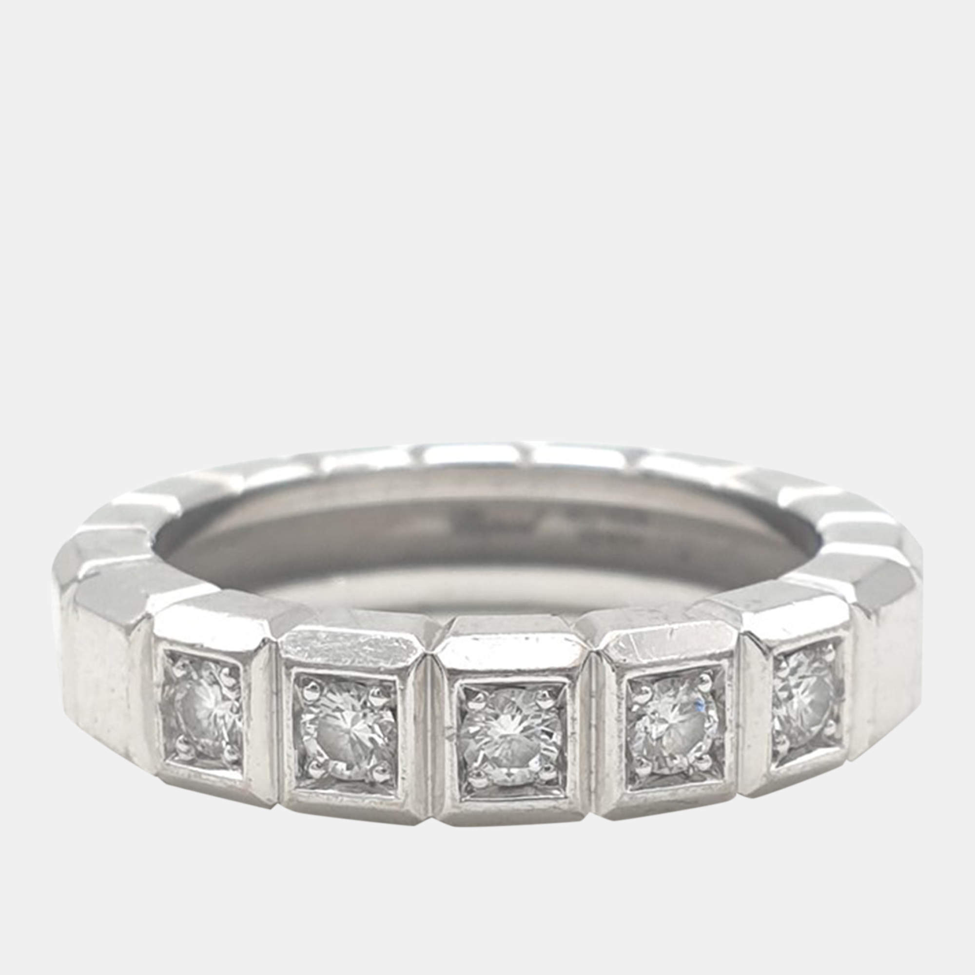 Chopard 18K White Gold and Diamond Ice Cube Band Ring EU 50
