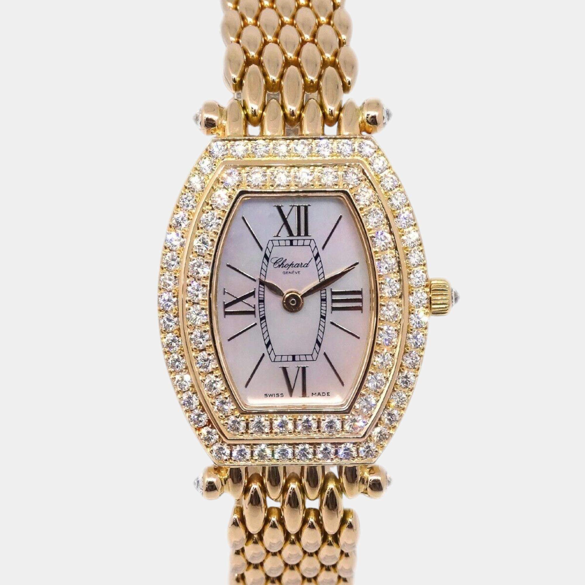 Chopard Gold Diamond 18k Yellow Gold Classics Tonneau 551 Quartz Women's Wristwatch 28 mm