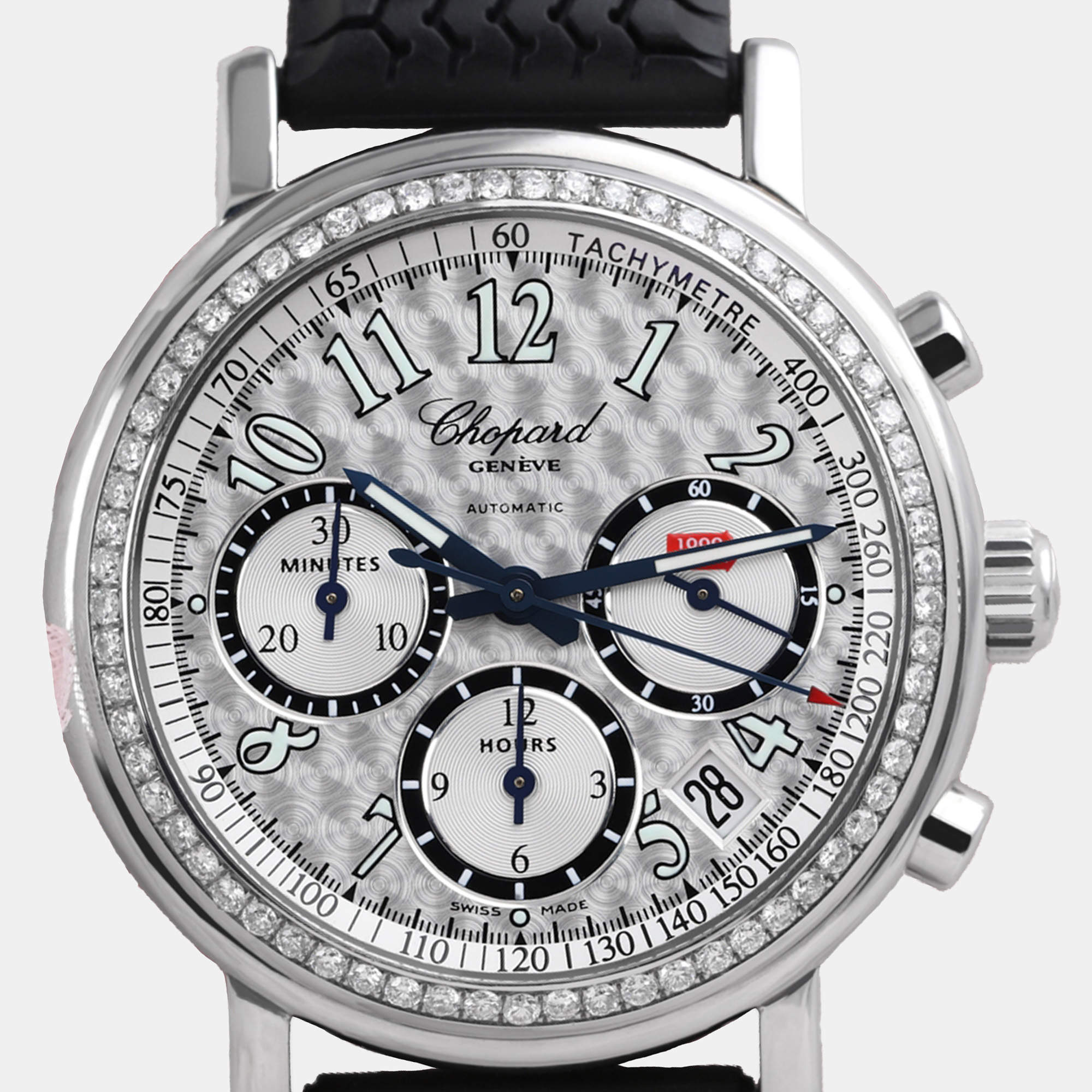 Chopard Customised Silver Diamond Mille Miglia 16/8331 Automatic Men's Wristwatch 39 mm