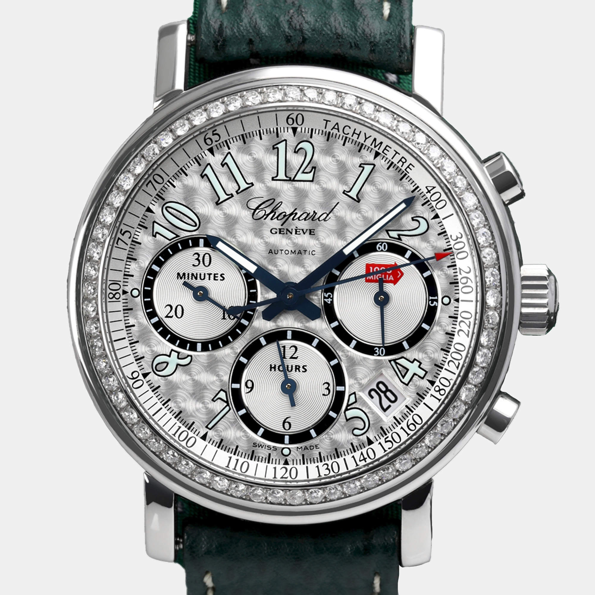 Chopard Customised Silver Diamond Mille Miglia 16/8331 Automatic Men's Wristwatch 39 mm