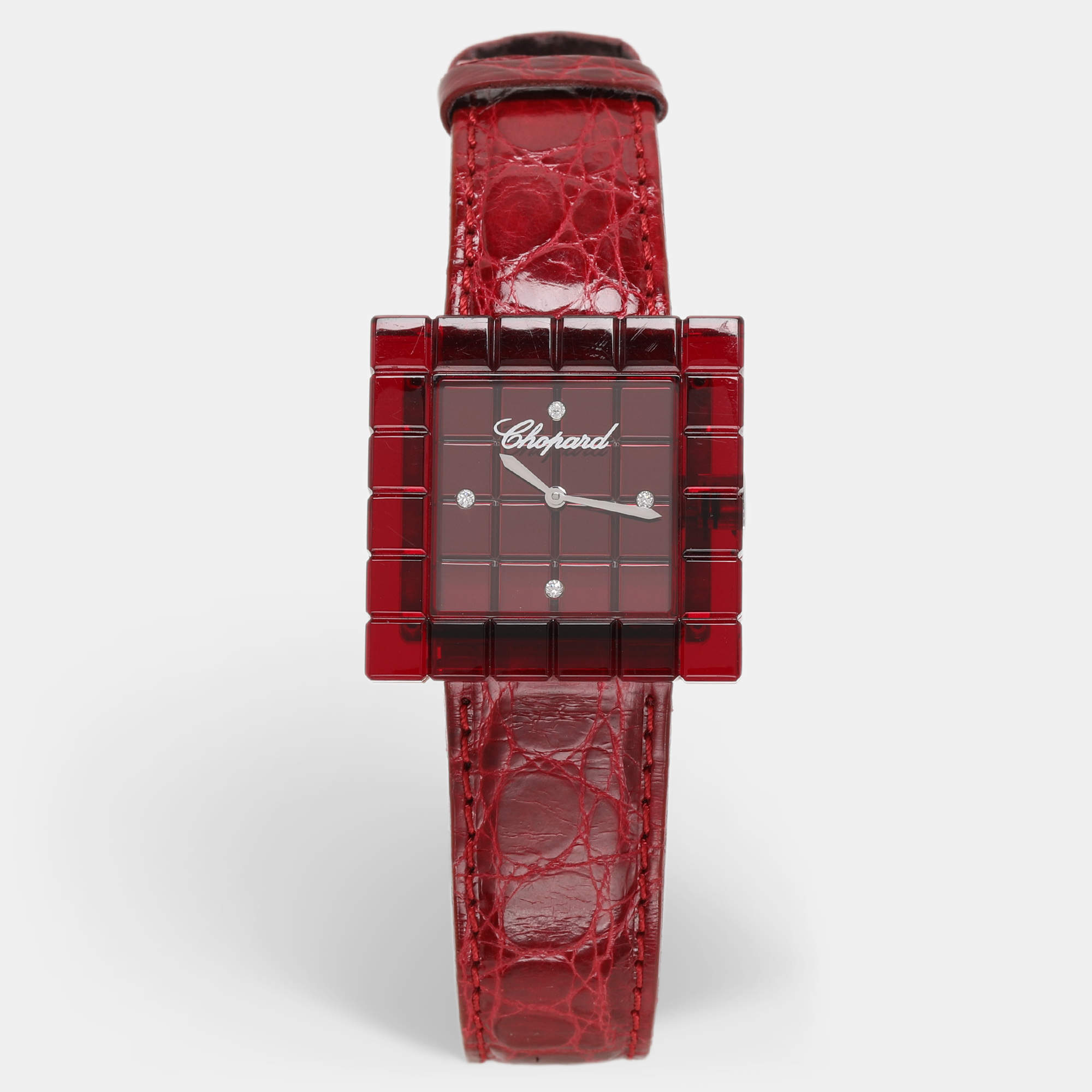 Chopard Red Resin & Stainless Steel Ice Cube Be Mad Women’s Wristwatch 31.5 MM