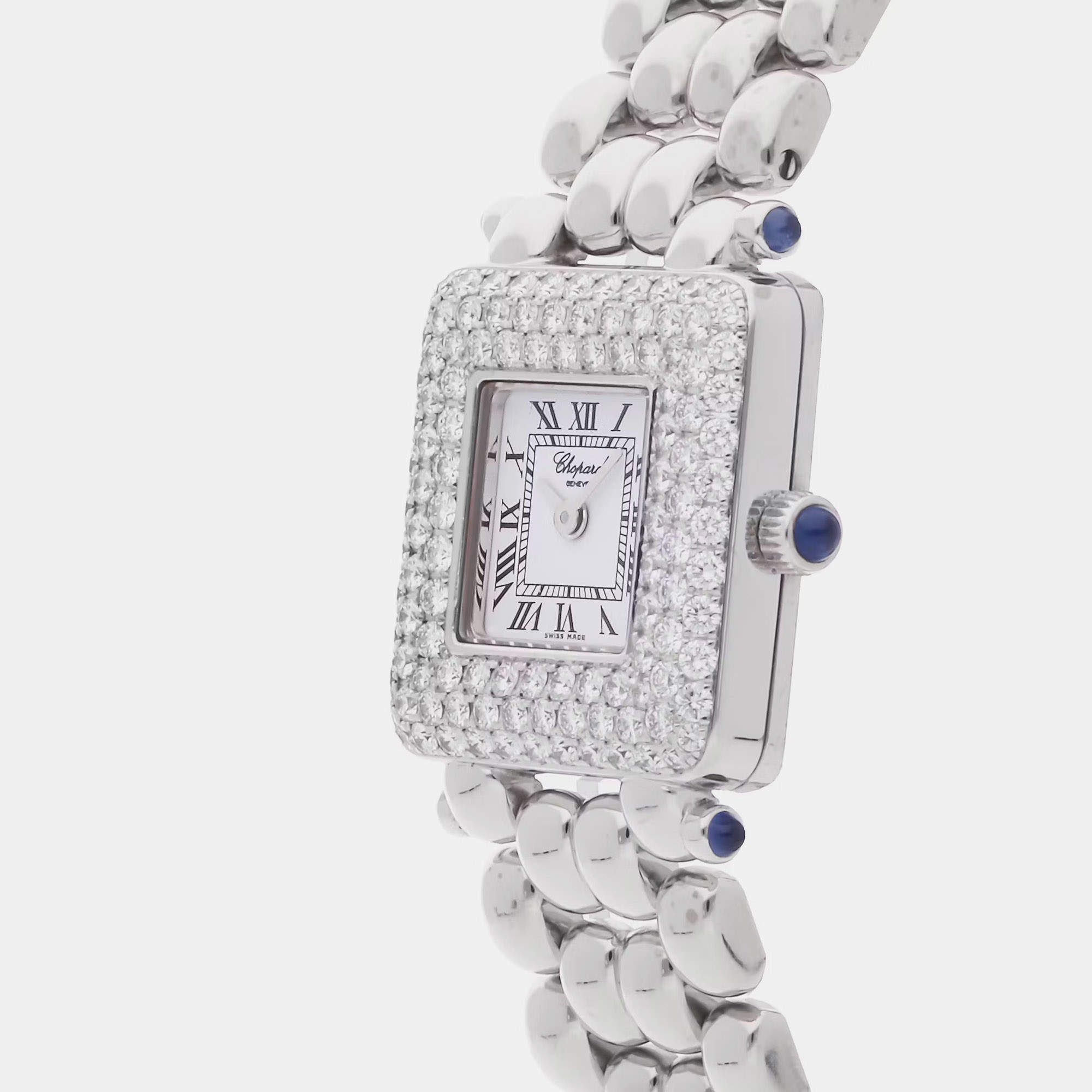 af11221_2017様 Chopard Blue Stainless Steel Diamonds Alligator Happy Sport