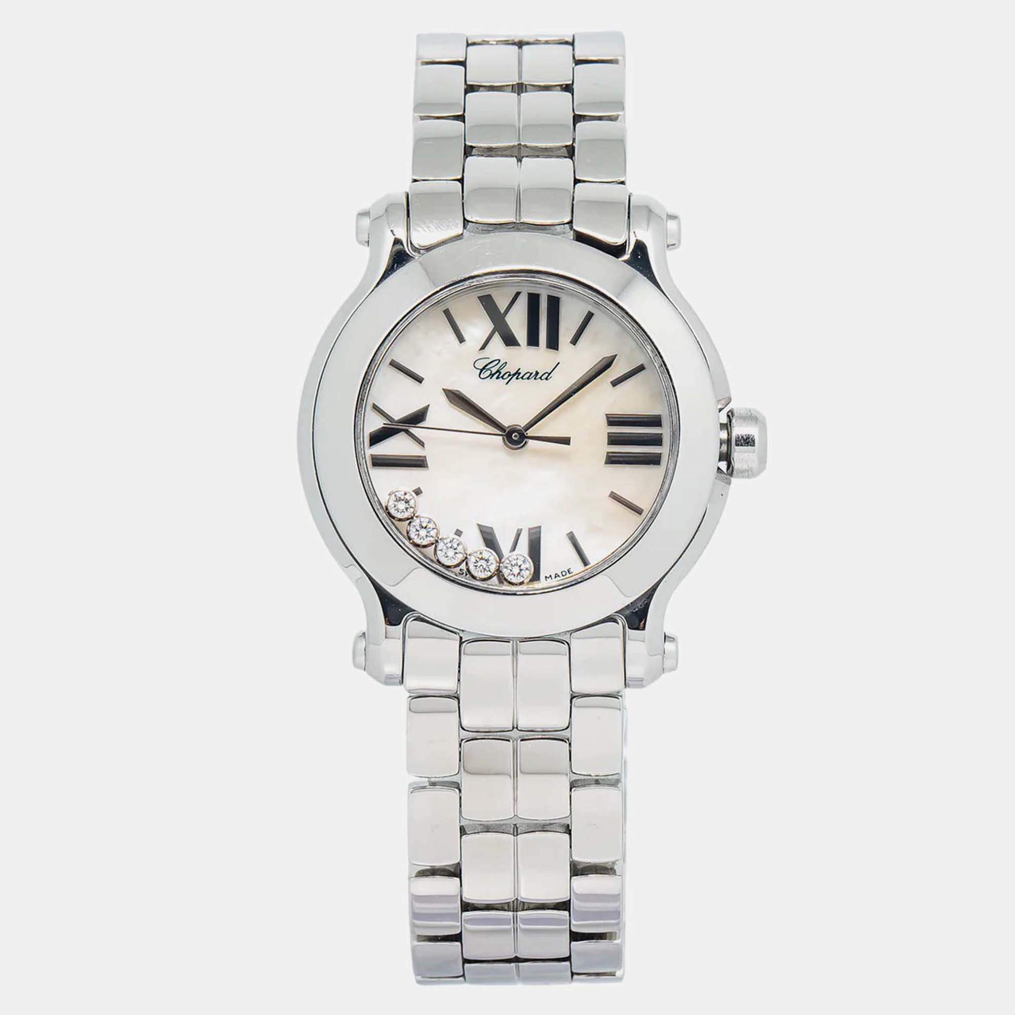 Chopard Happy Sport 8509 Quartz White Stainless Steel Women's Wristwatch 30mm
